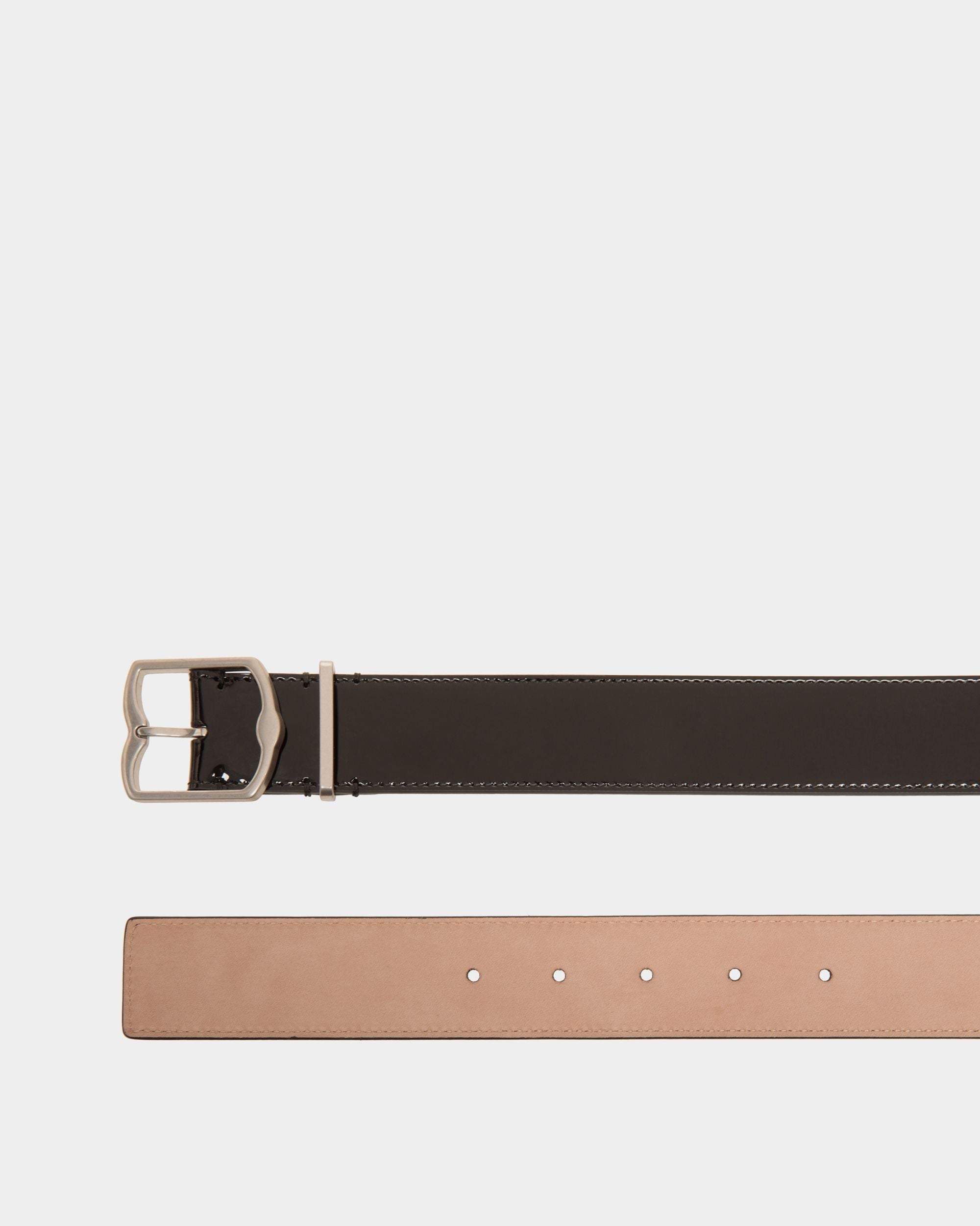 Ceinture Emblem 35 Mm en Cuir Verni Noir - Homme - Bally - 02