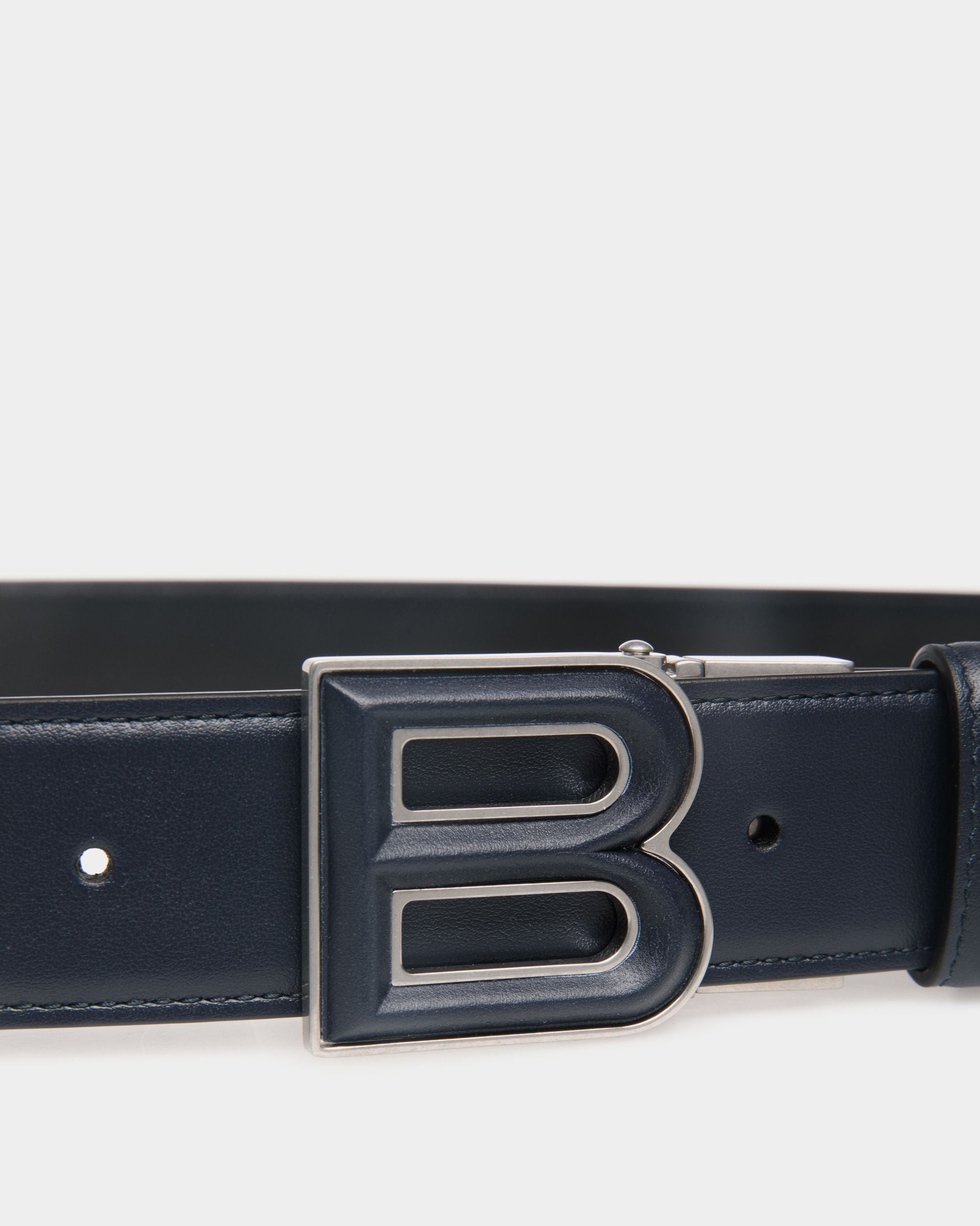 Ceinture B Bold 35 mm Réversible Et Ajustable En Cuir Navy Blue Et Noir - Homme - Bally - 03