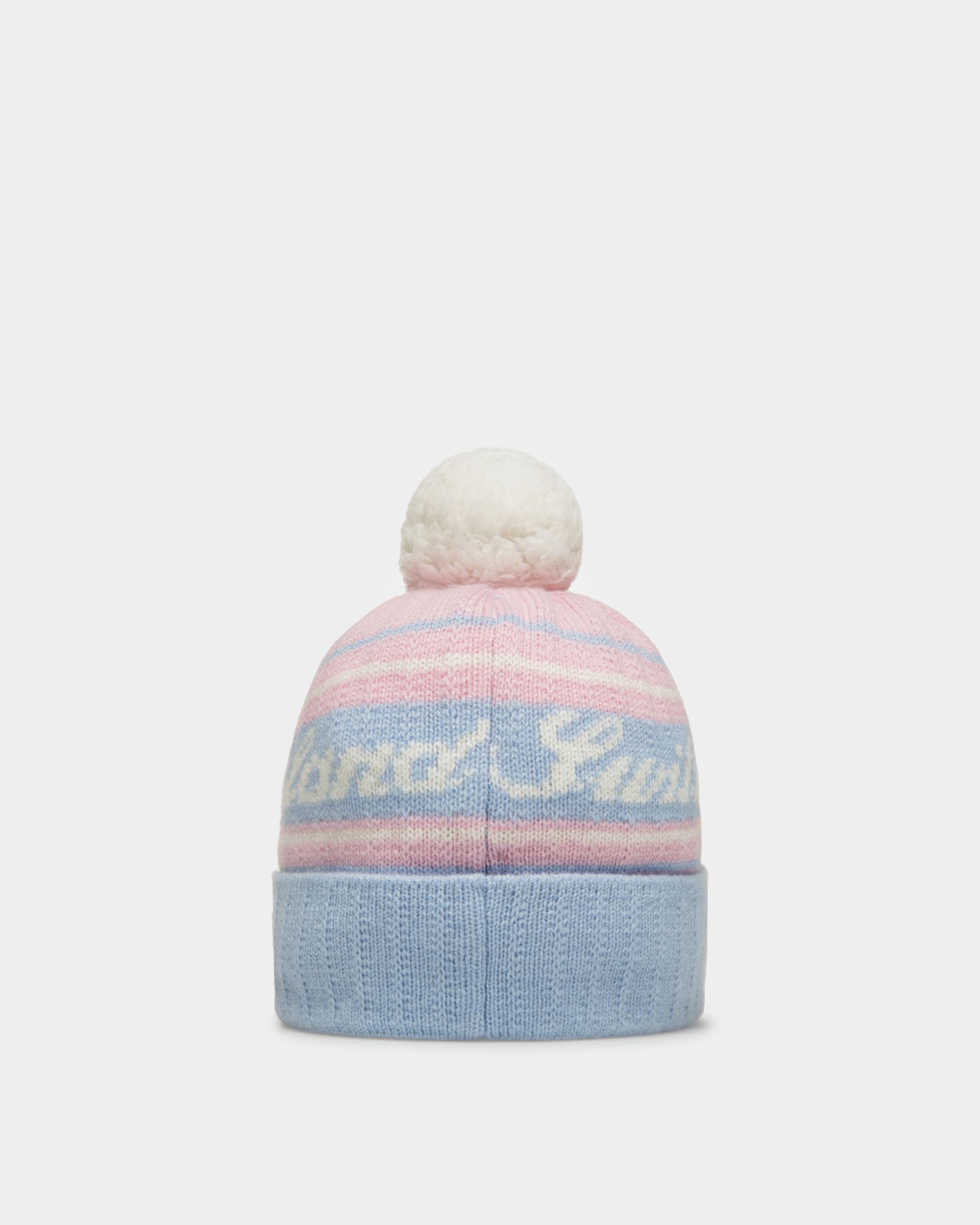 Bonnet Switzerland En Laine Jacquard Bleu Clair Et Rose - Homme - Bally - 03