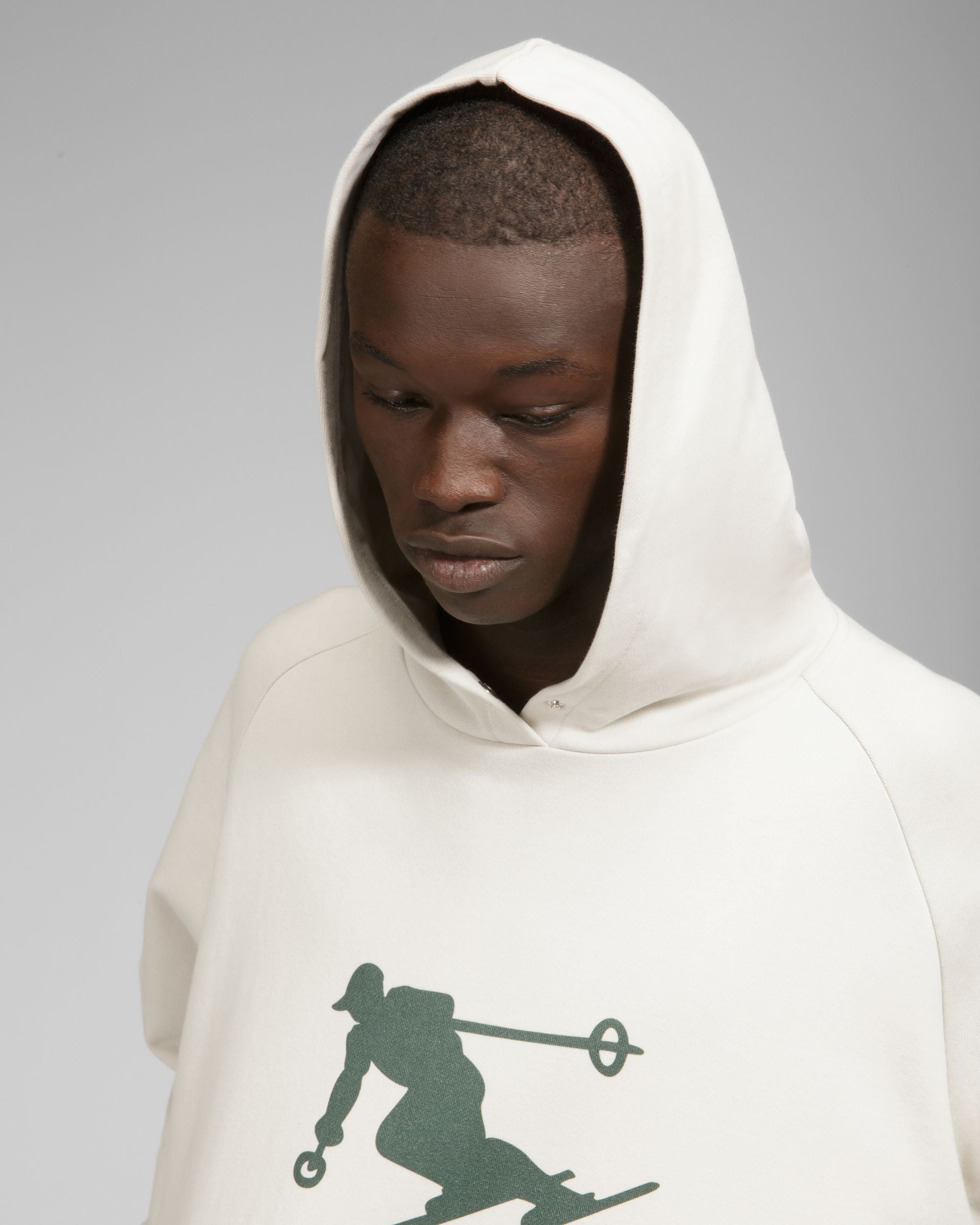 Sweat-Shirt À Capuche De La Collection Curling En Coton Gris Avec Imprimé Ski Aspen - Homme - Bally - 04