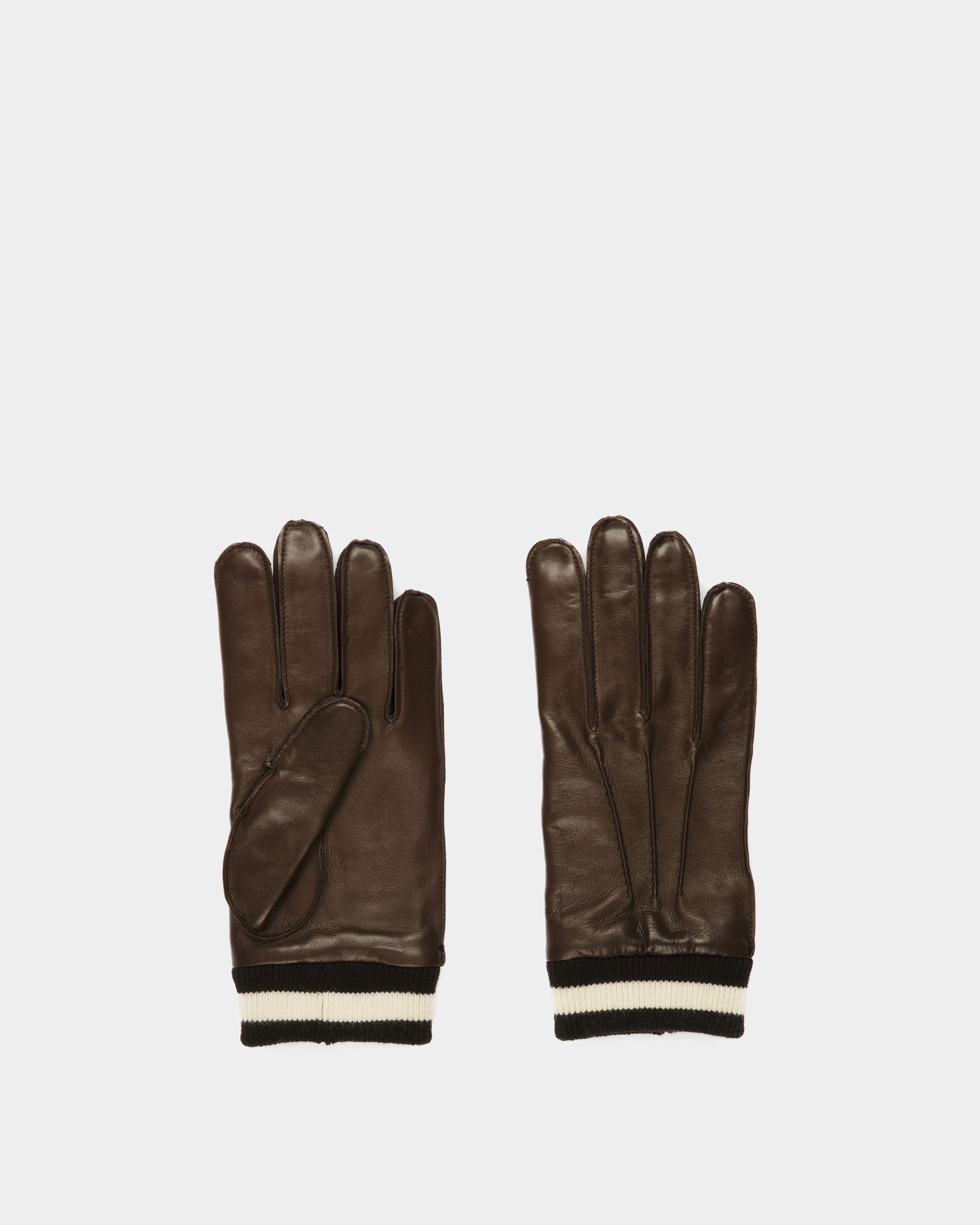 Gants Stripe En Cuir Marron - Homme - Bally - 01