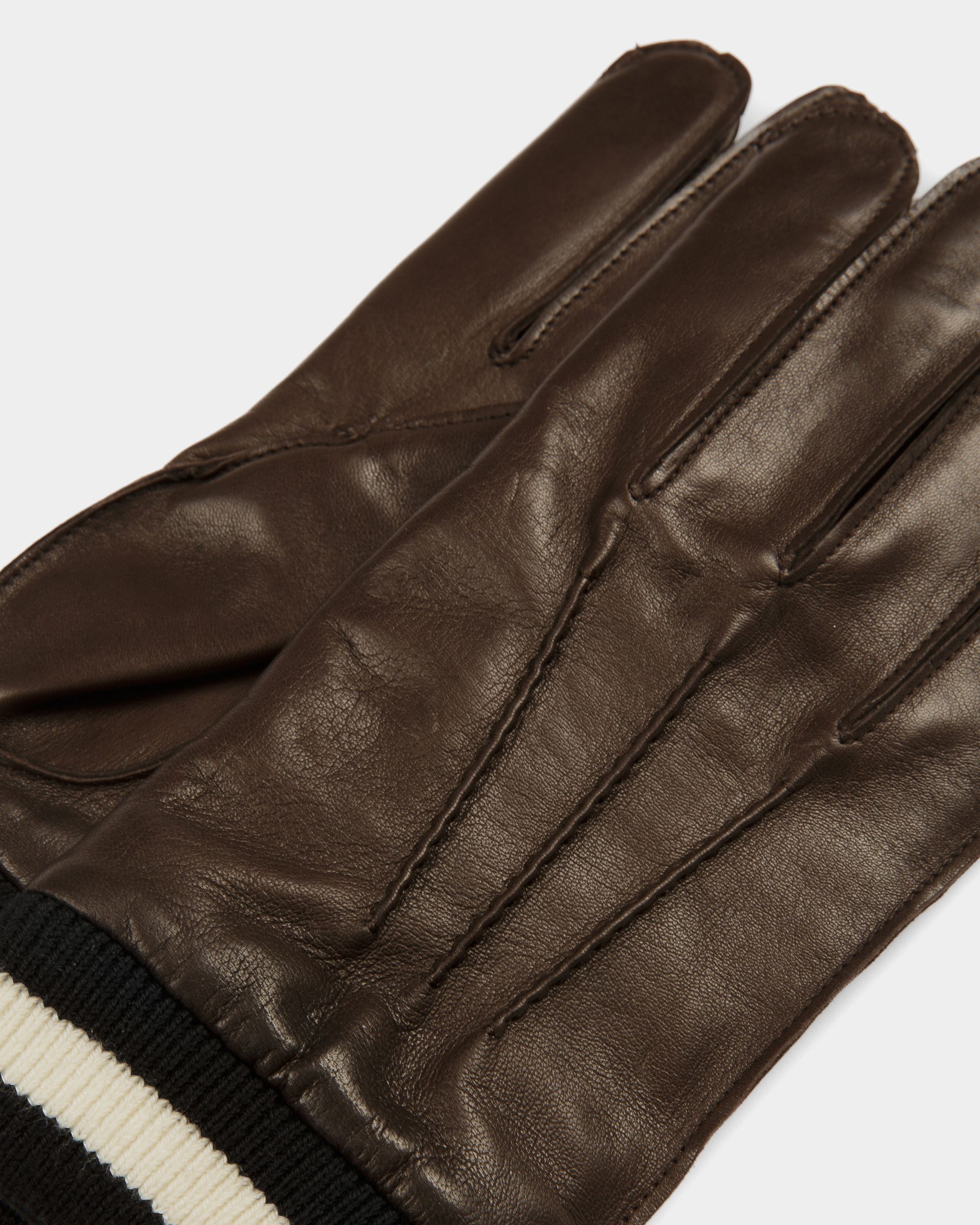 Gants Stripe En Cuir Marron - Homme - Bally - 02