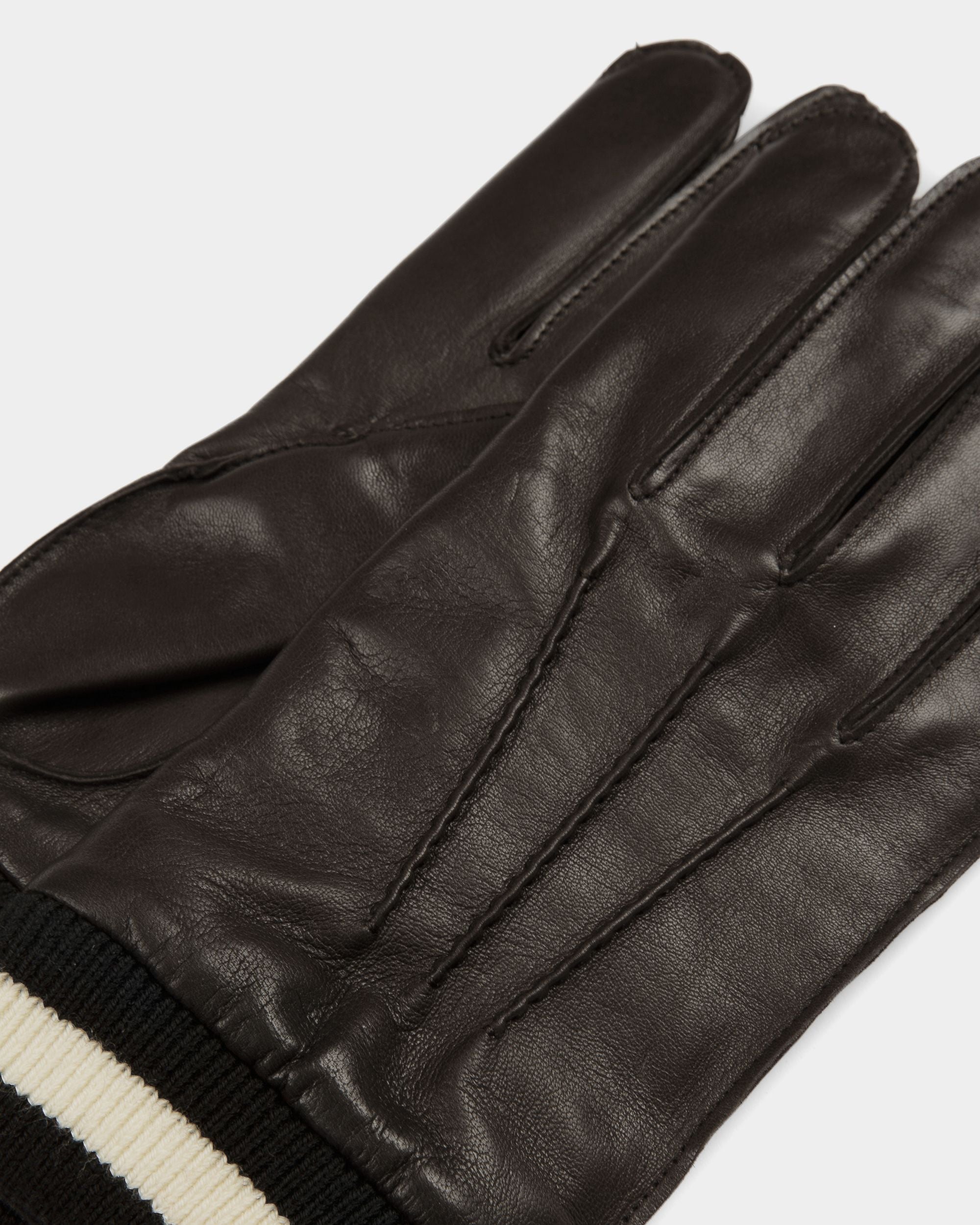 Gants Stripe En Cuir Noir - Homme - Bally - 02