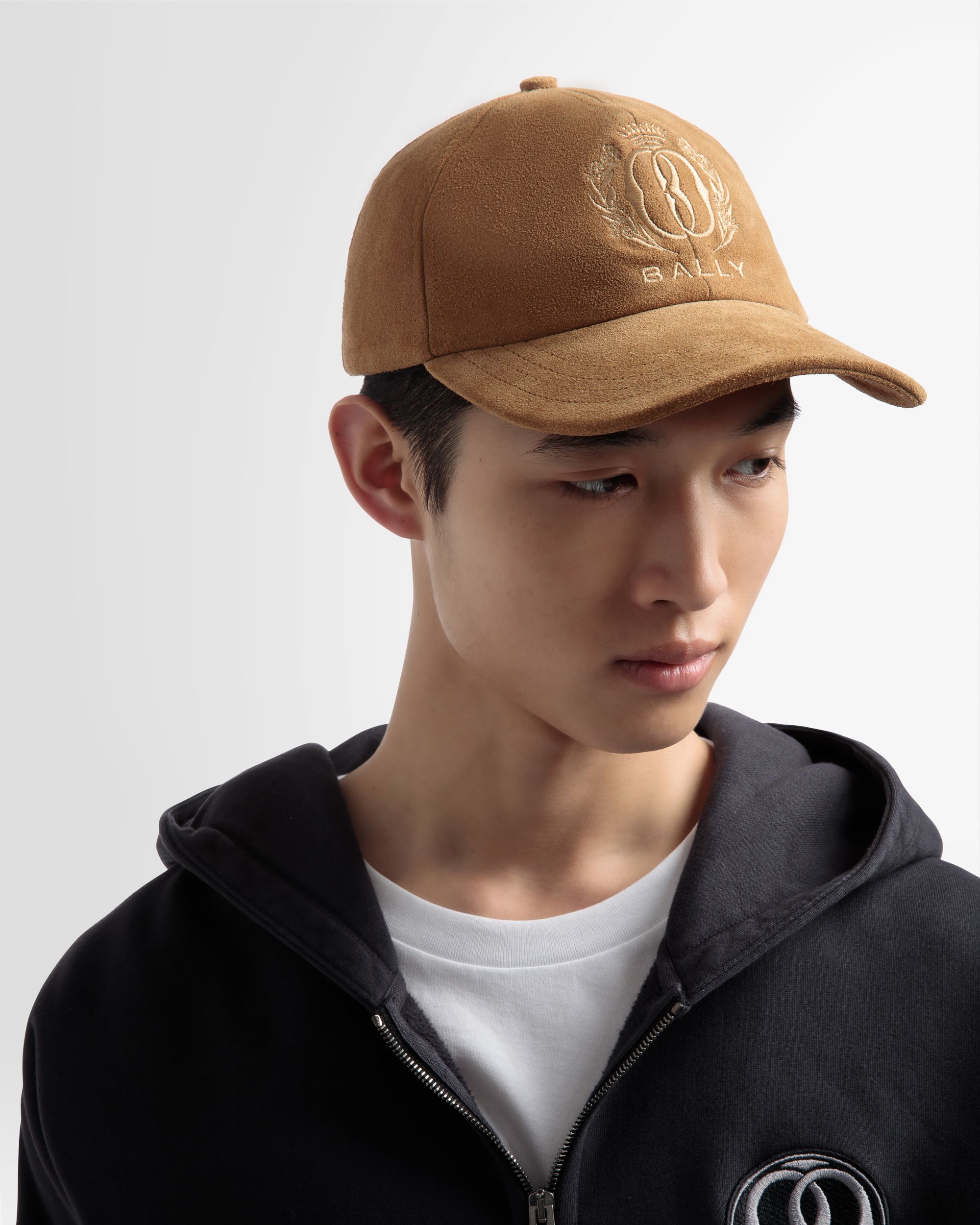 Casquette De Baseball Brodée En Cuir Couleur Désert - Homme - Bally - 02
