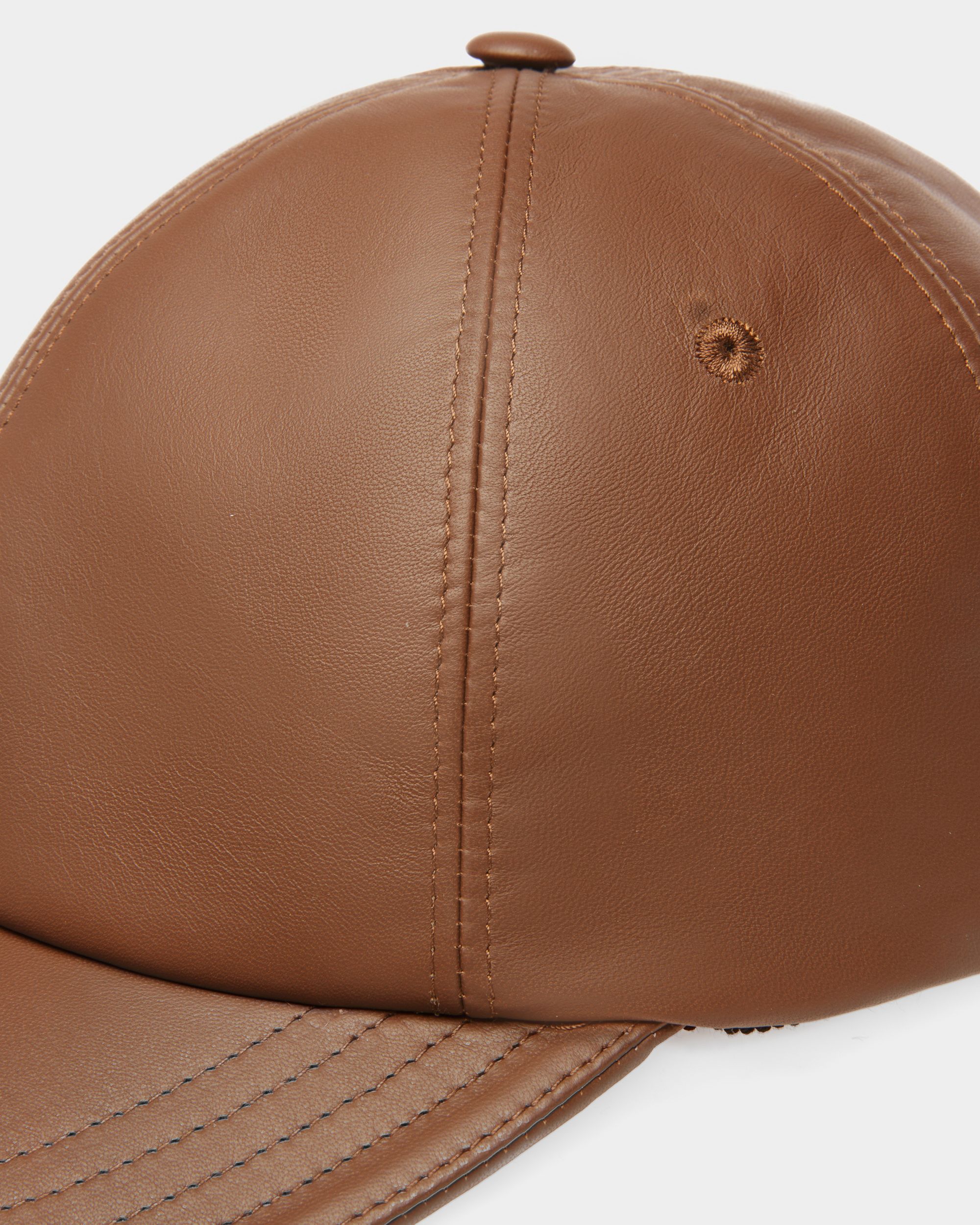 Casquette de baseball En cuir marron - Homme - Bally - 03