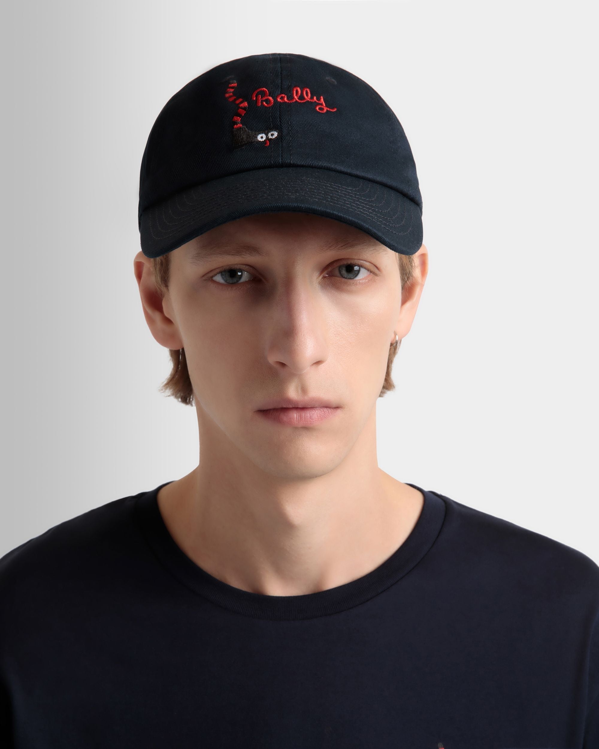 Casquette De Baseball En Coton Navy Blue - Homme - Bally - 02