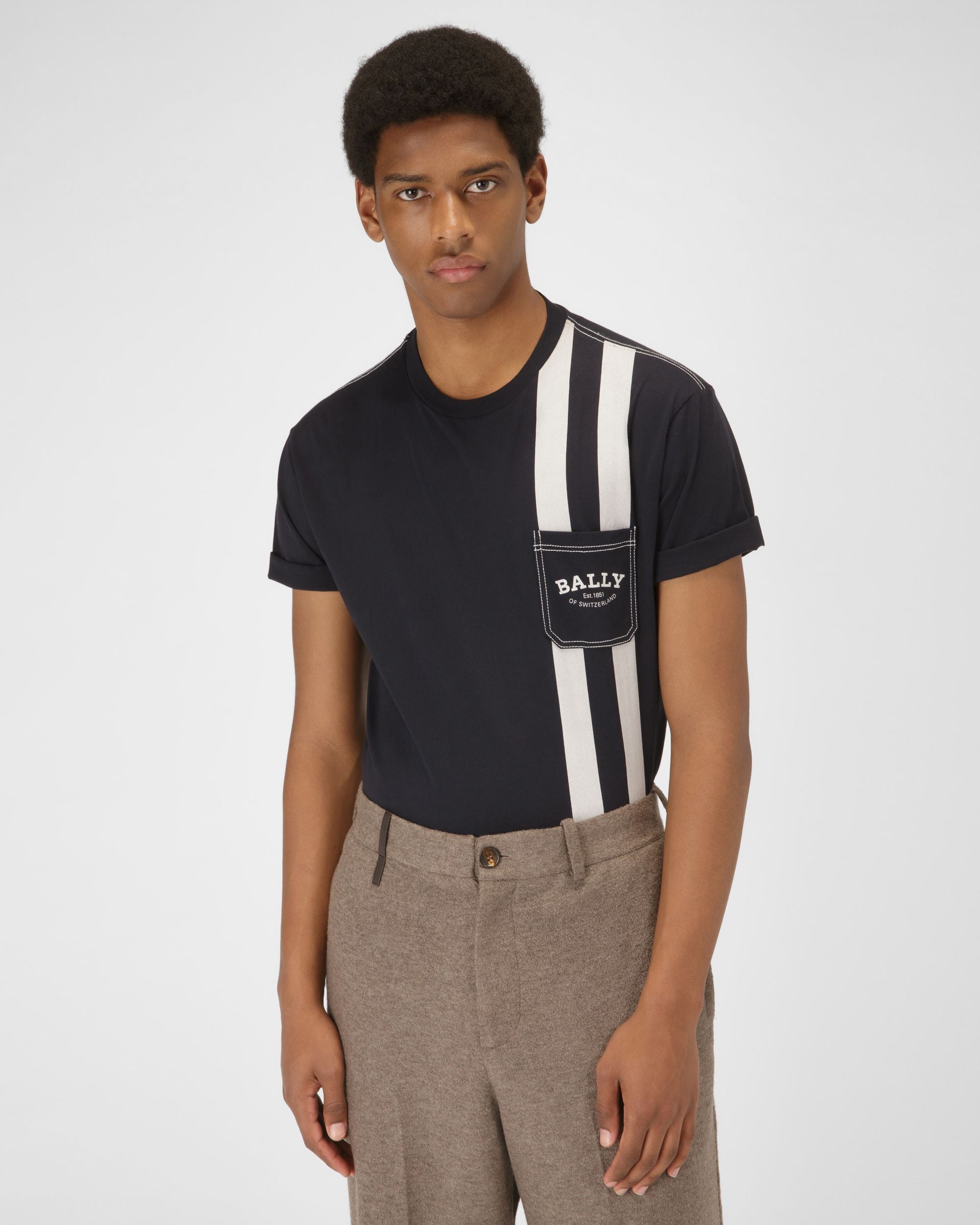 T-Shirt En Coton Noir - Homme - Bally - 01