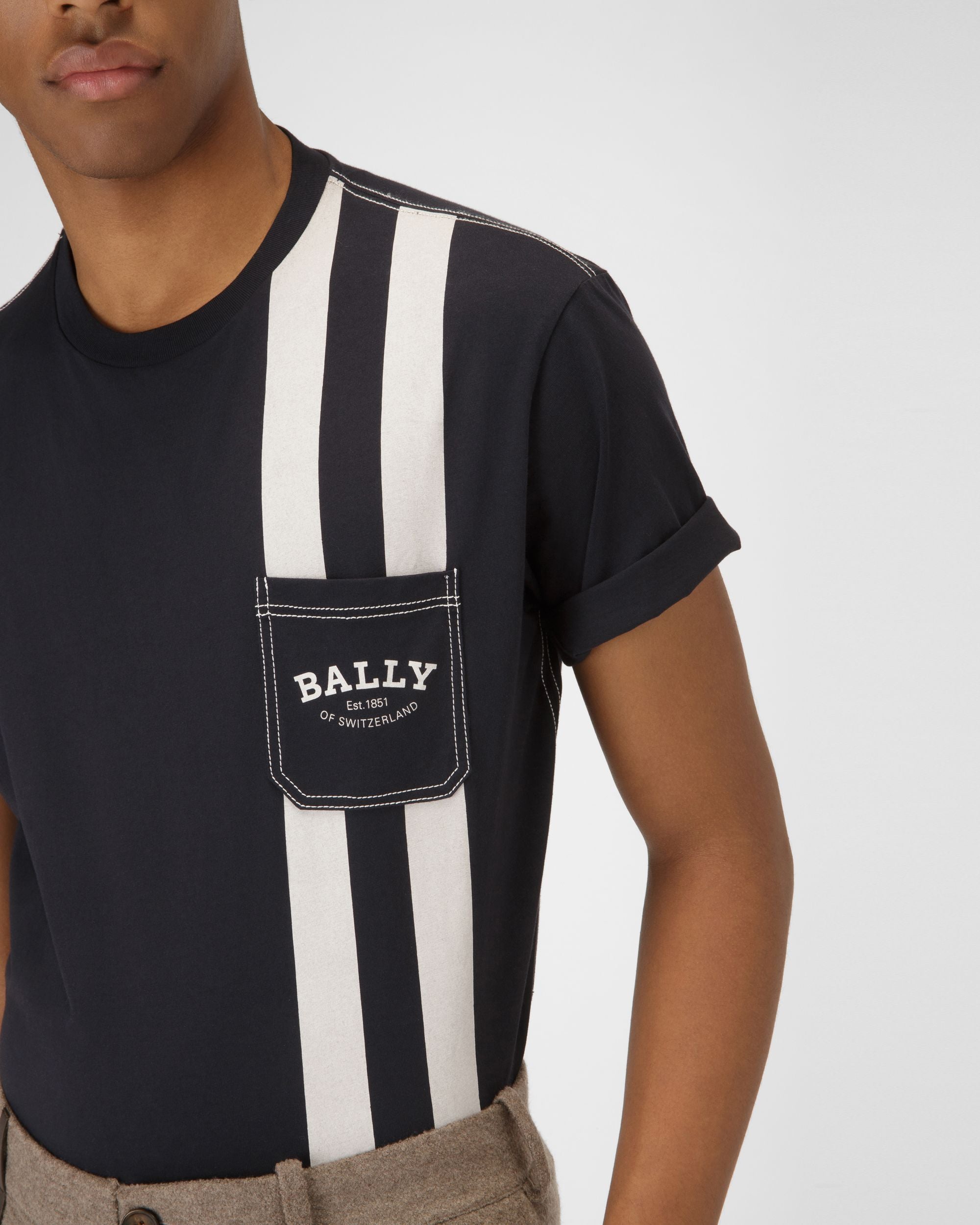 T-Shirt En Coton Noir - Homme - Bally - 02