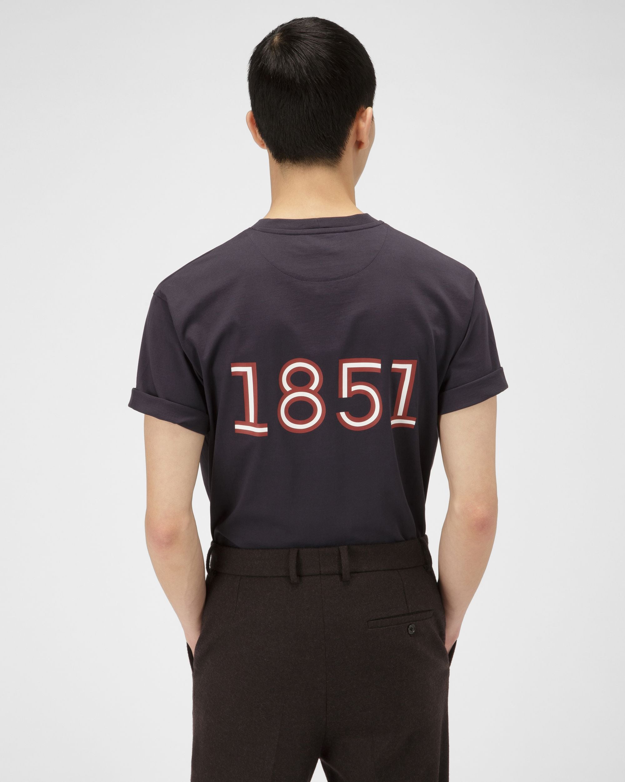 T-Shirt En Coton Biologique Bleu Marine - Homme - Bally - 03