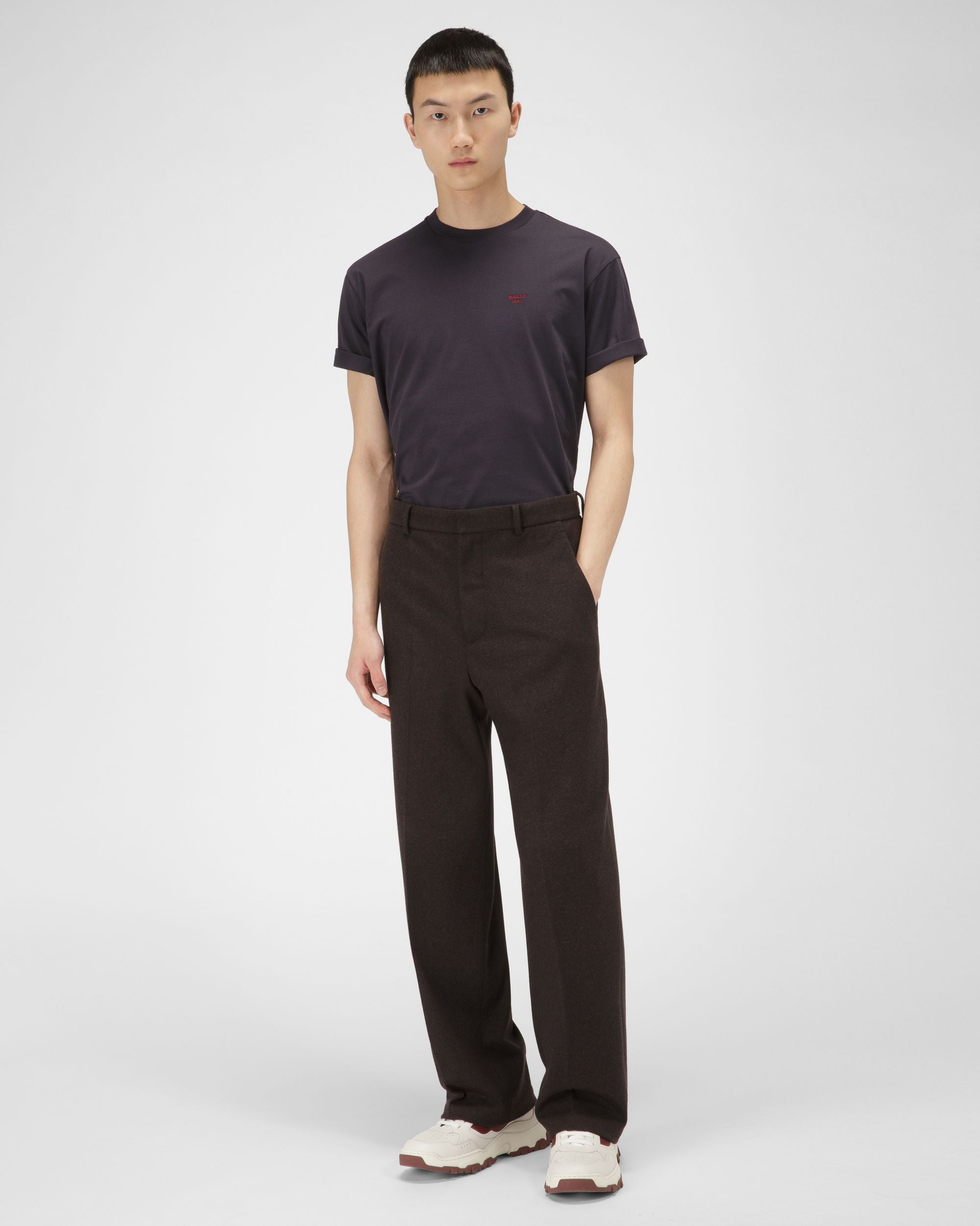 T-Shirt En Coton Biologique Bleu Marine - Homme - Bally - 05
