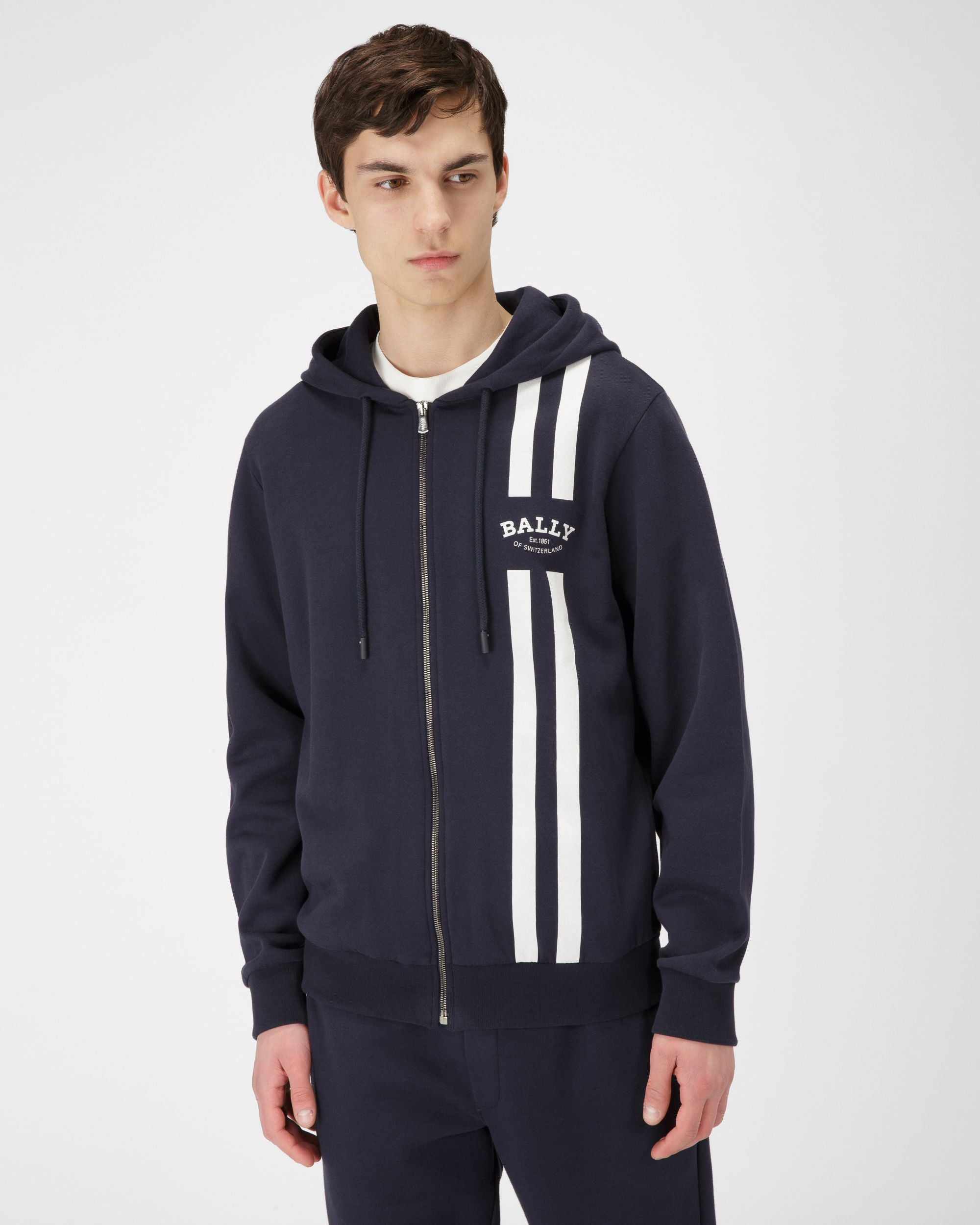 Sweat-Shirt En Coton Bleu Marine - Homme - Bally - 02