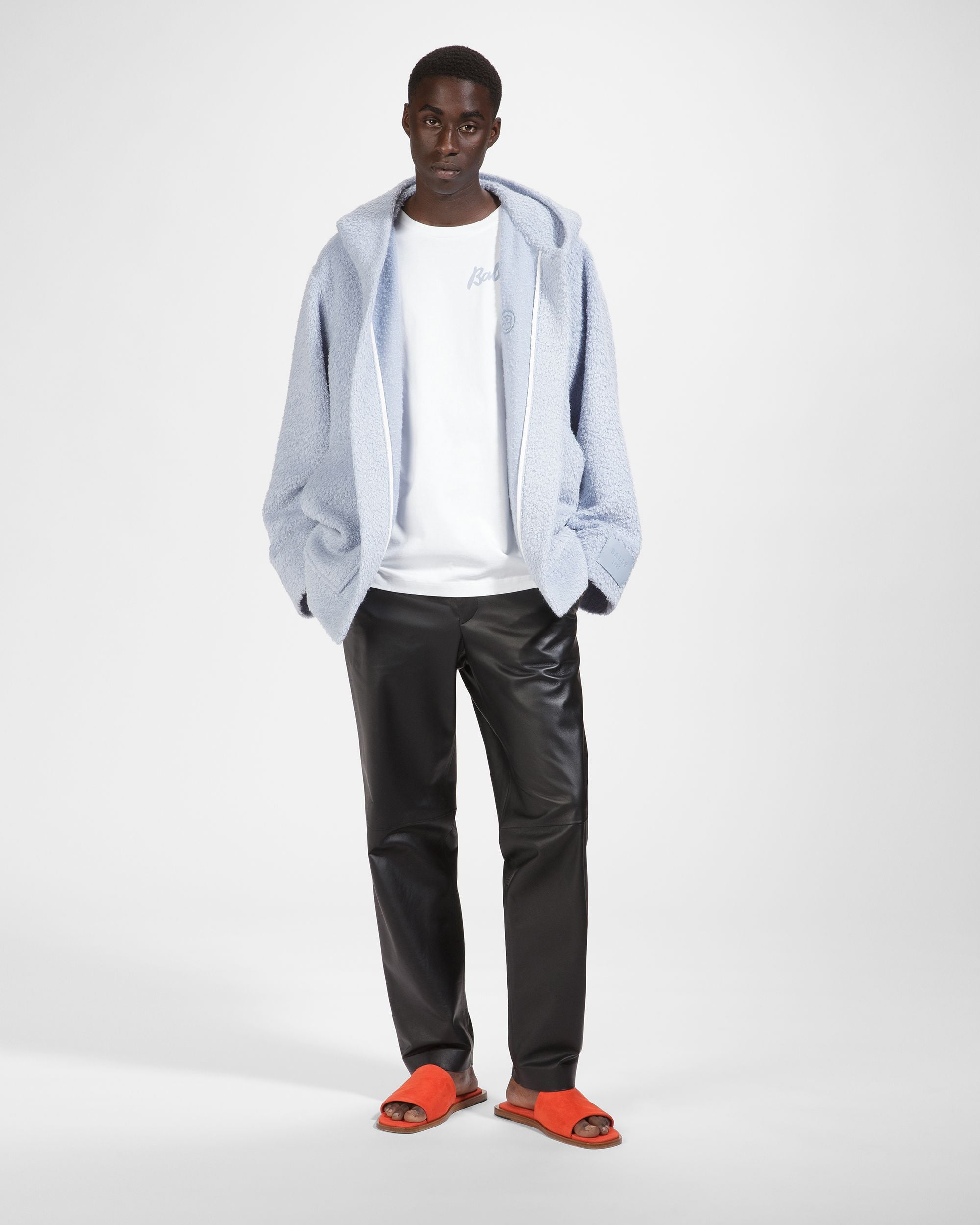 T-Shirt En Coton Blanc Et Bleu Clair - Homme - Bally - 02