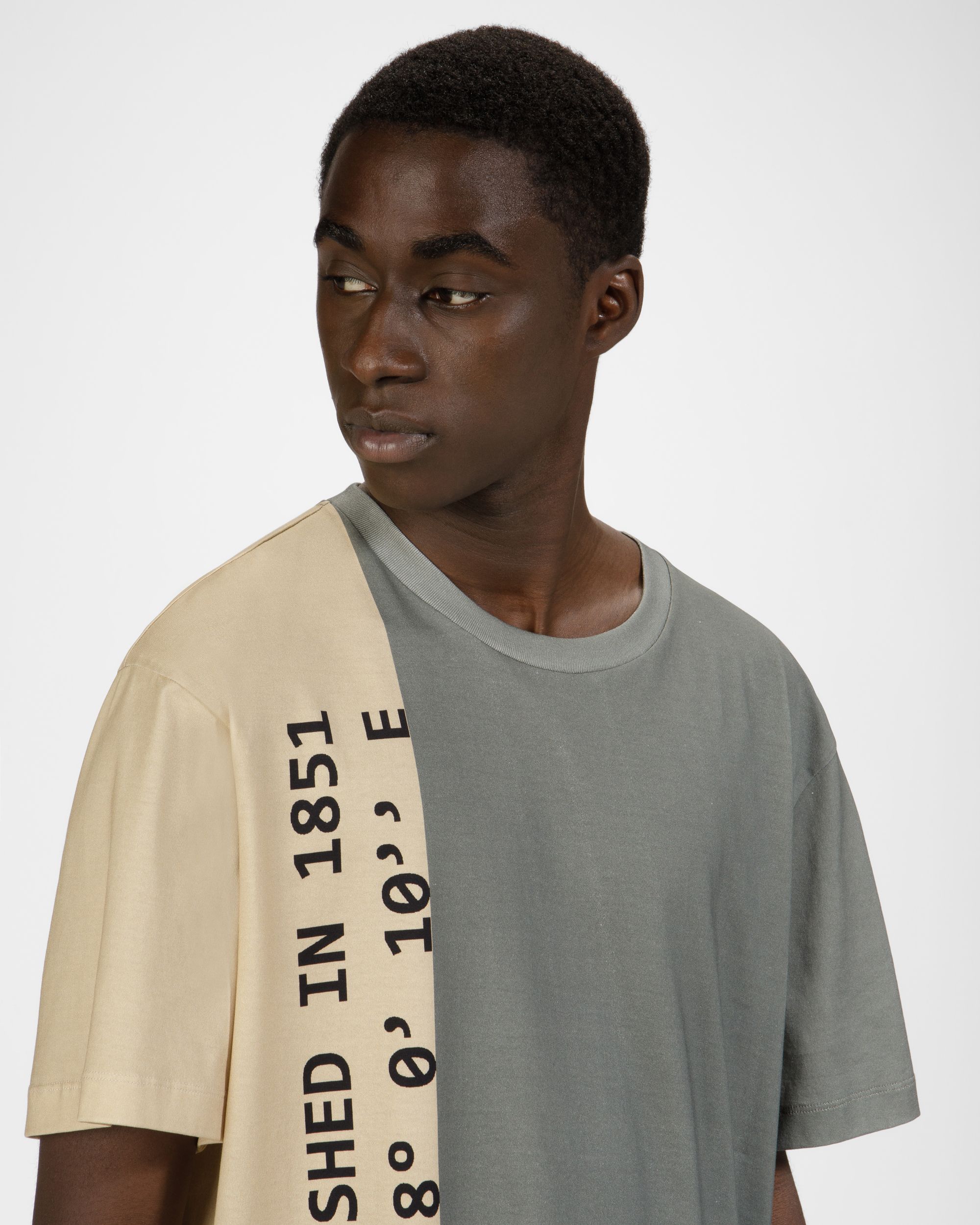 T-Shirt En Coton Biologique Beige Et Vert - Homme - Bally - 04