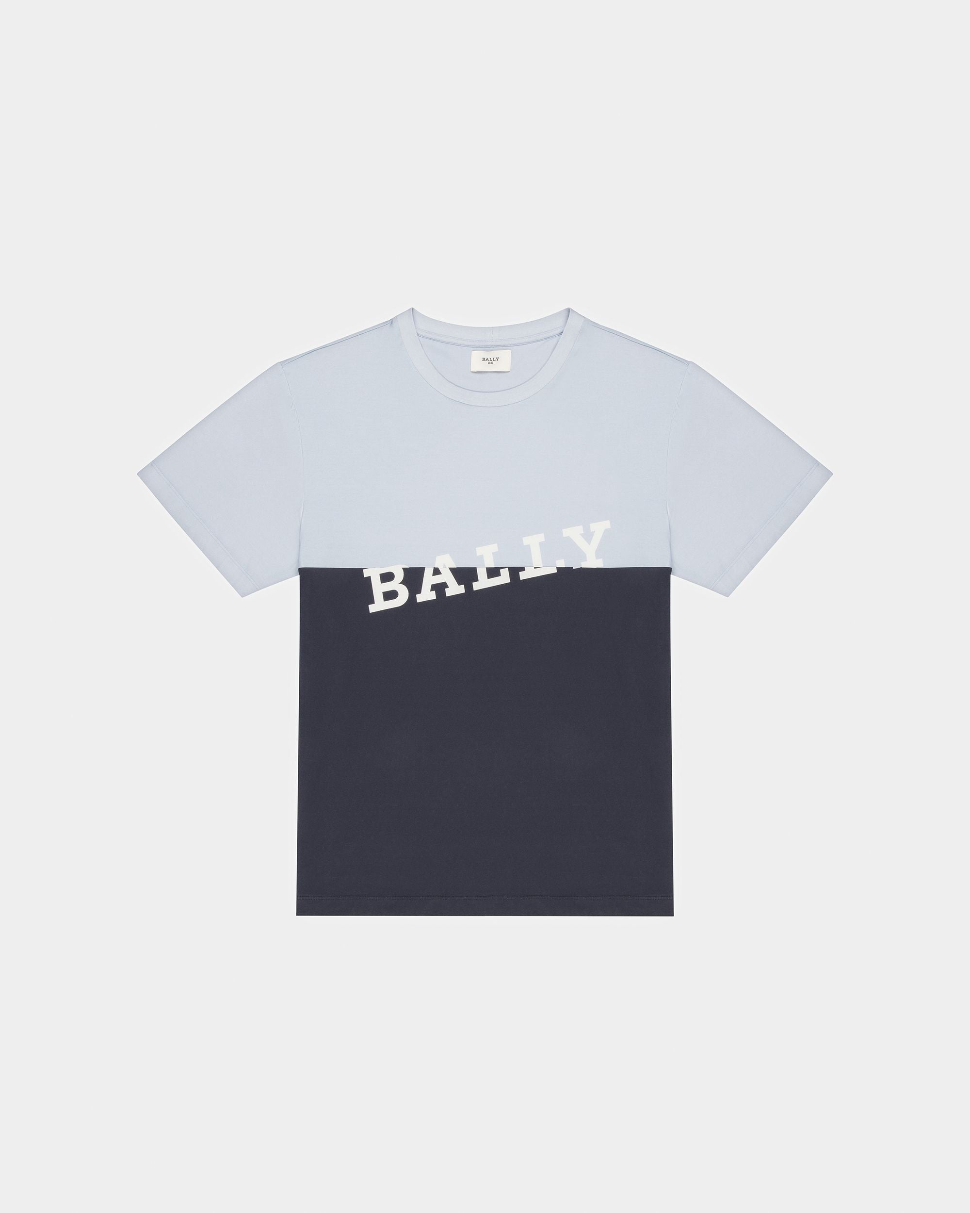 T-Shirt En Coton Bleu Clair Et Bleu Nuit - Homme - Bally - 01