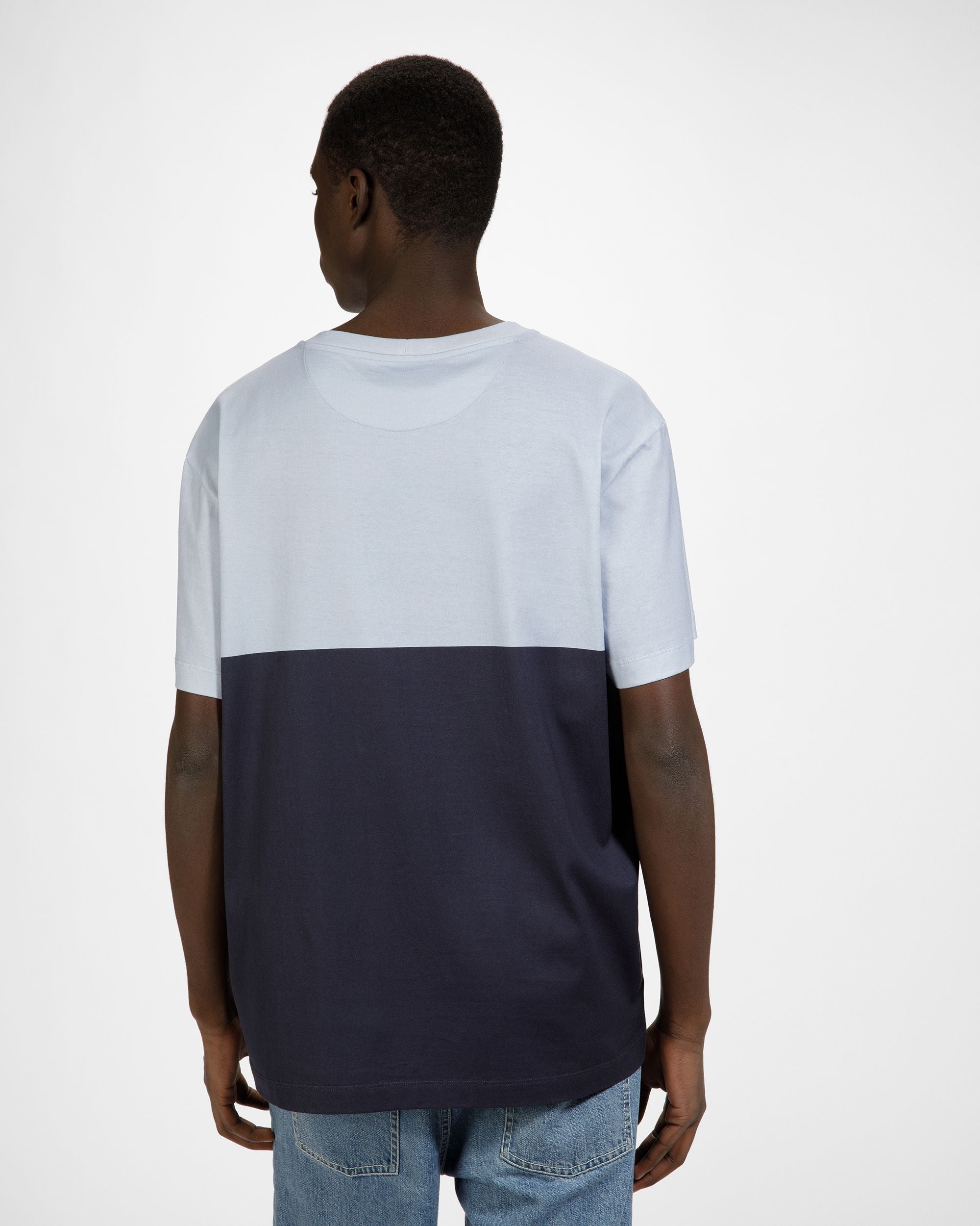 T-Shirt En Coton Bleu Clair Et Bleu Nuit - Homme - Bally - 05
