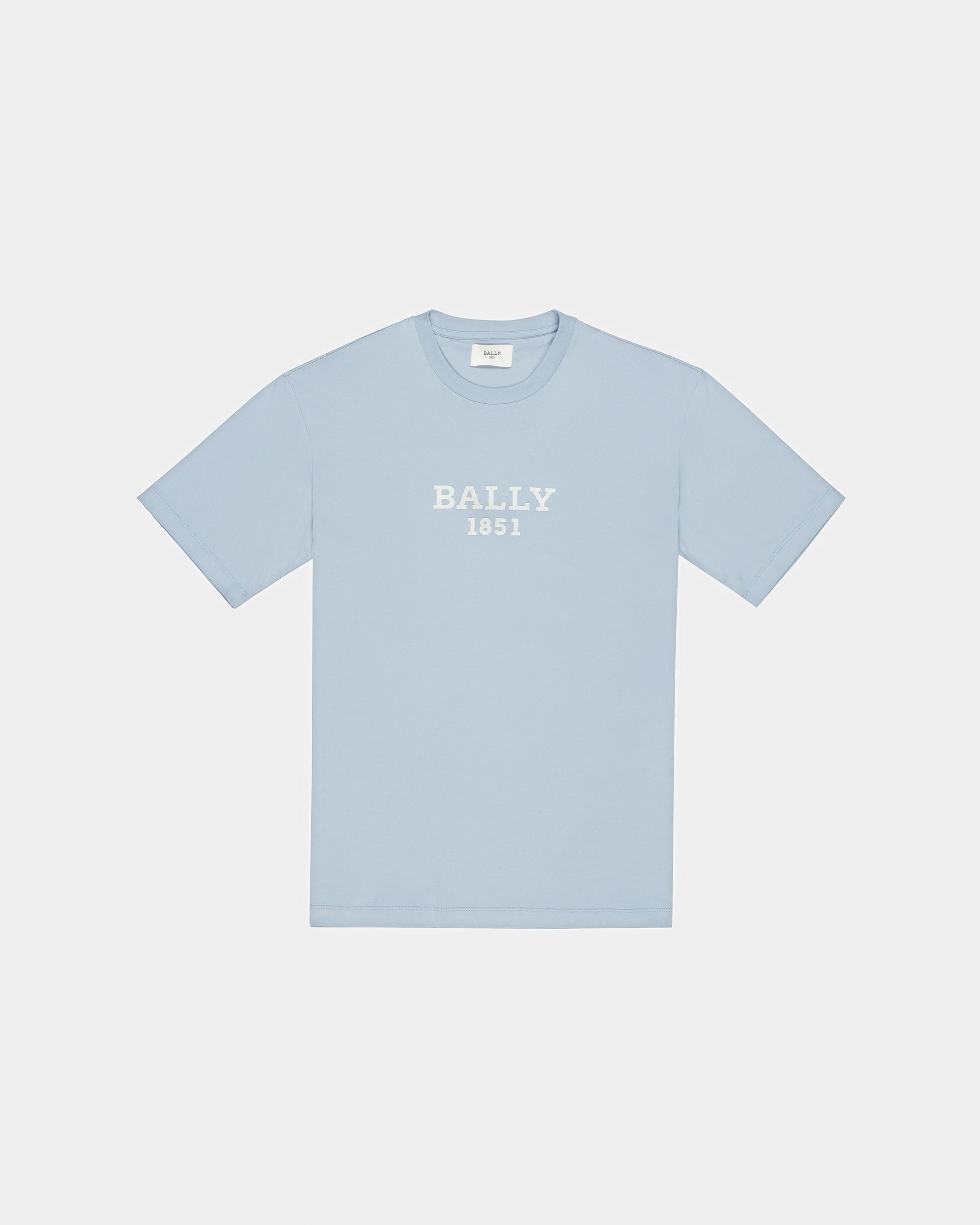 T-Shirt En Coton Bleu Clair Et Ivoire - Homme - Bally - 01