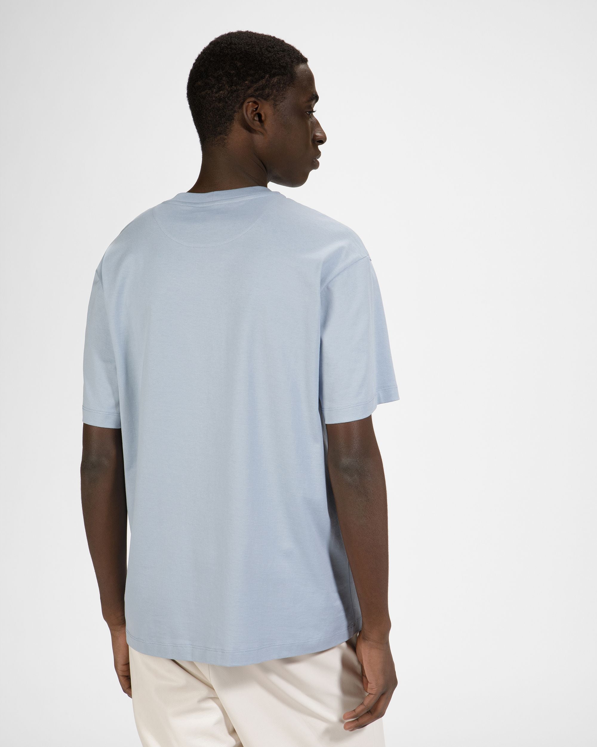 T-Shirt En Coton Bleu Clair Et Ivoire - Homme - Bally - 05