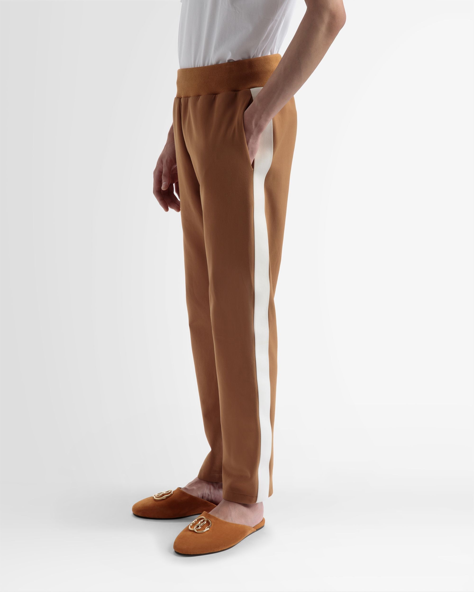 Pantalon De Sport En Coton Mélangé Couleur Désert - Homme - Bally - 03