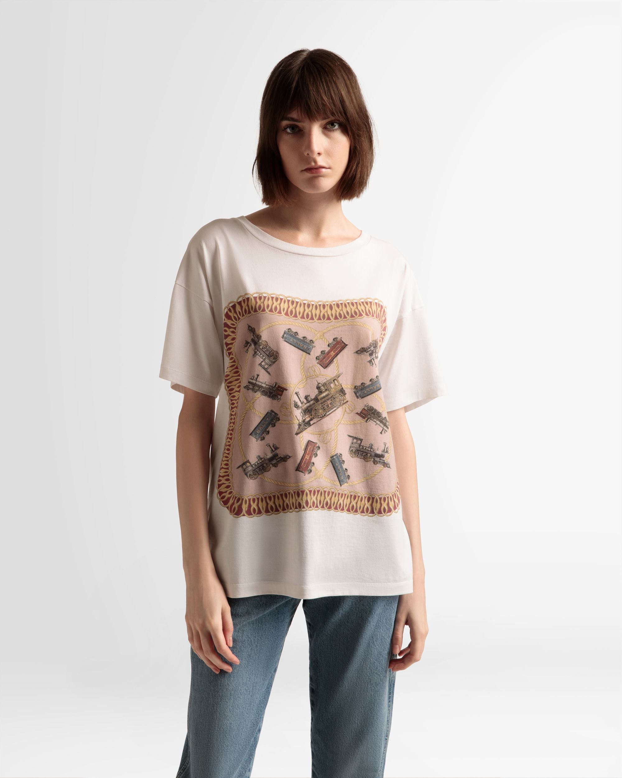 T-shirt imprimé Train En coton blanc - Homme - Bally - 03