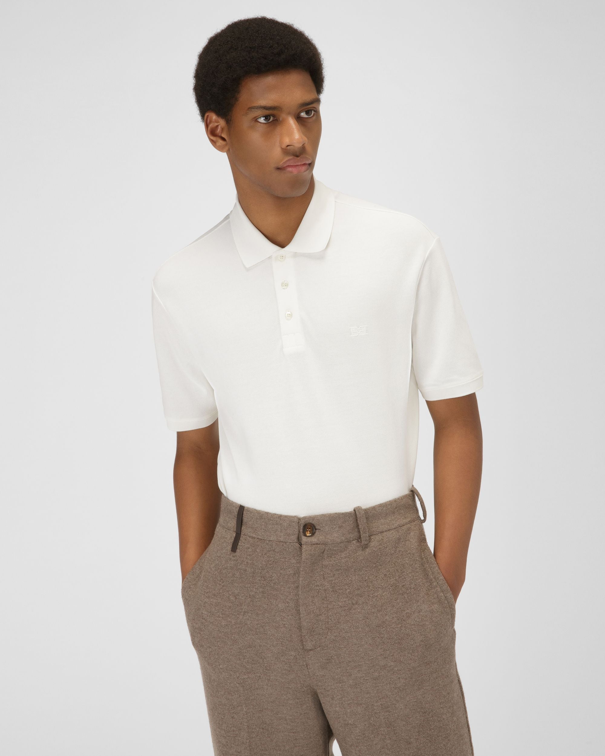 Polo En Coton Ivoire - Homme - Bally - 01