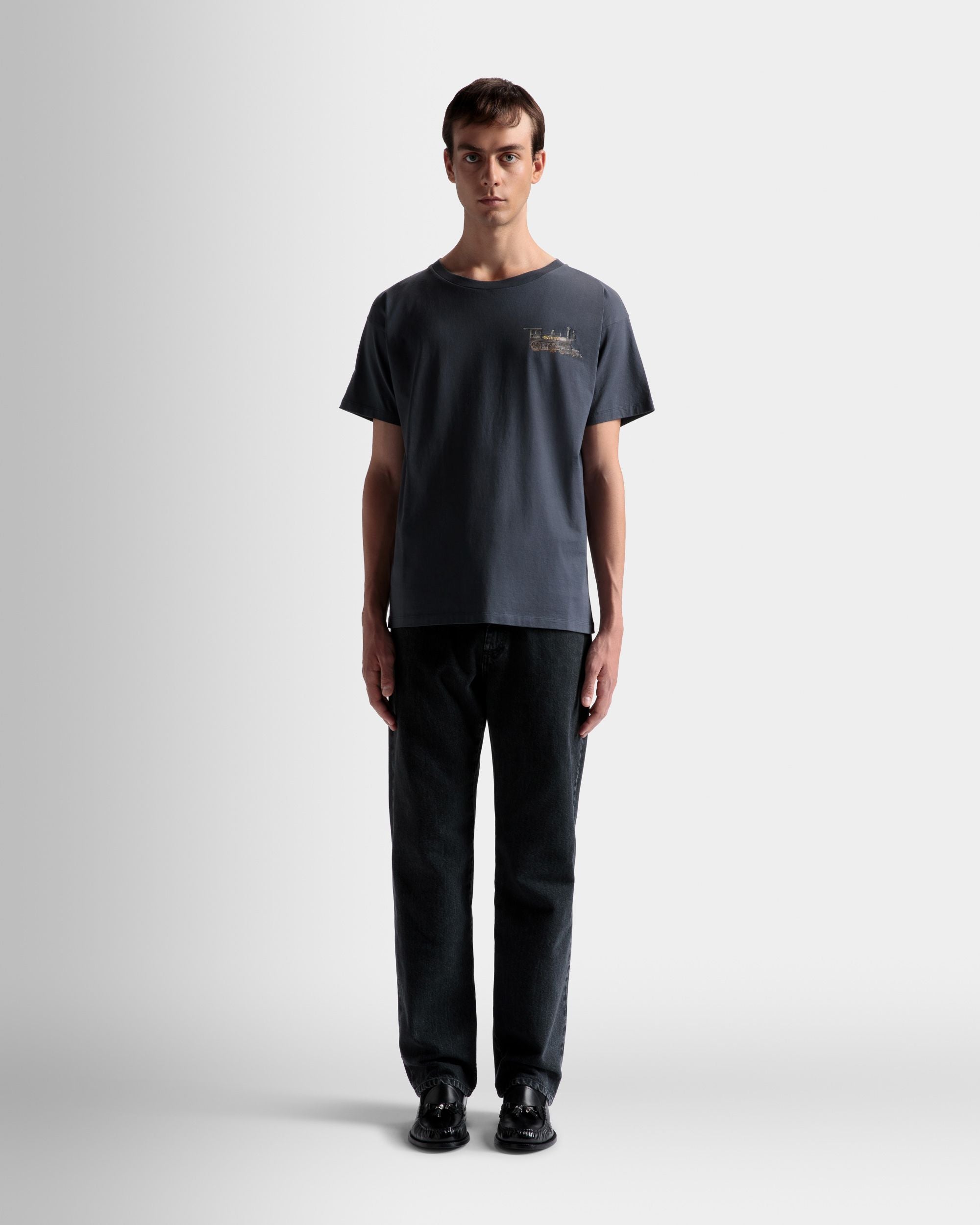 T-shirt motif Train En coton gris pierre - Homme - Bally - 02