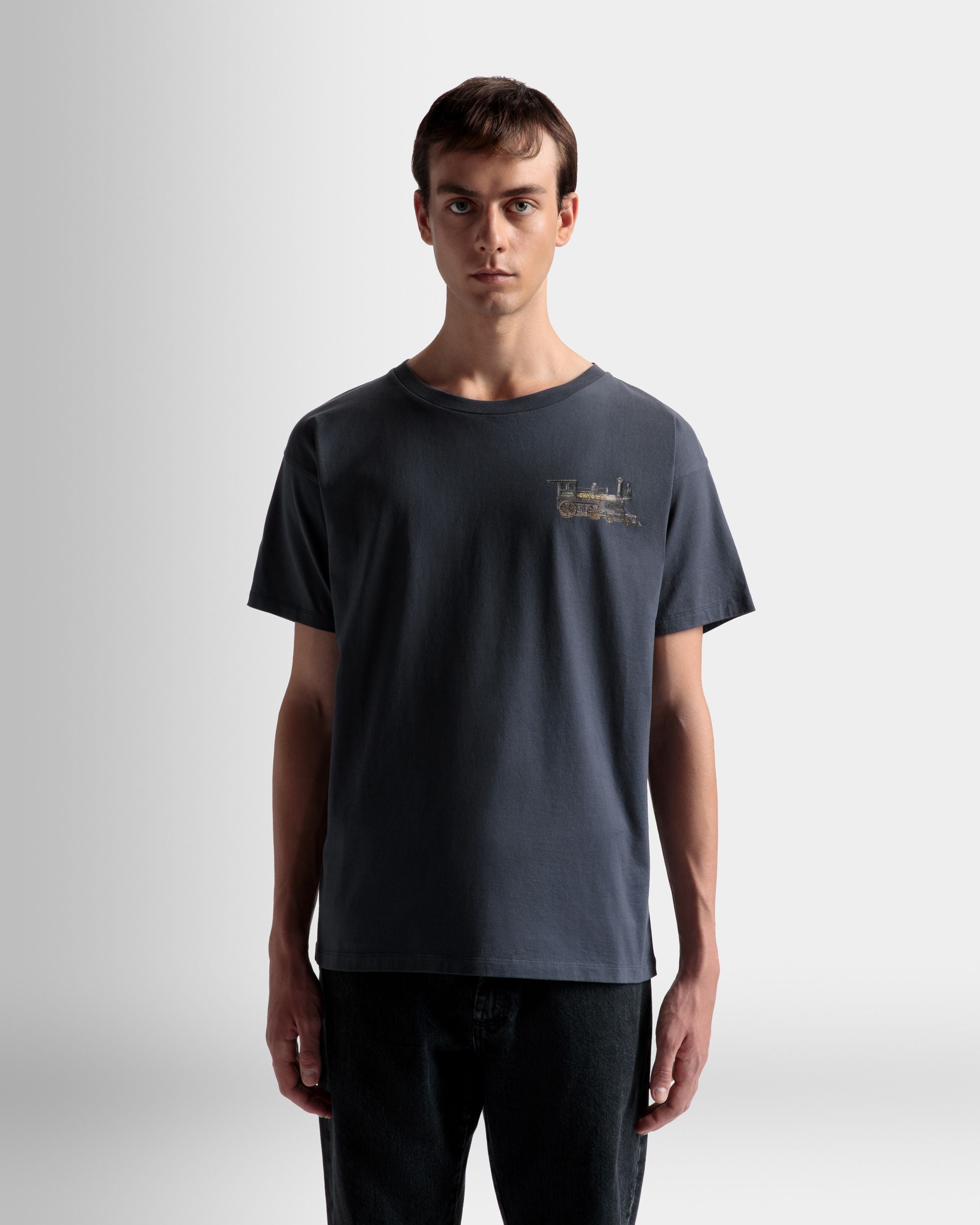 T-shirt motif Train En coton gris pierre - Homme - Bally - 03
