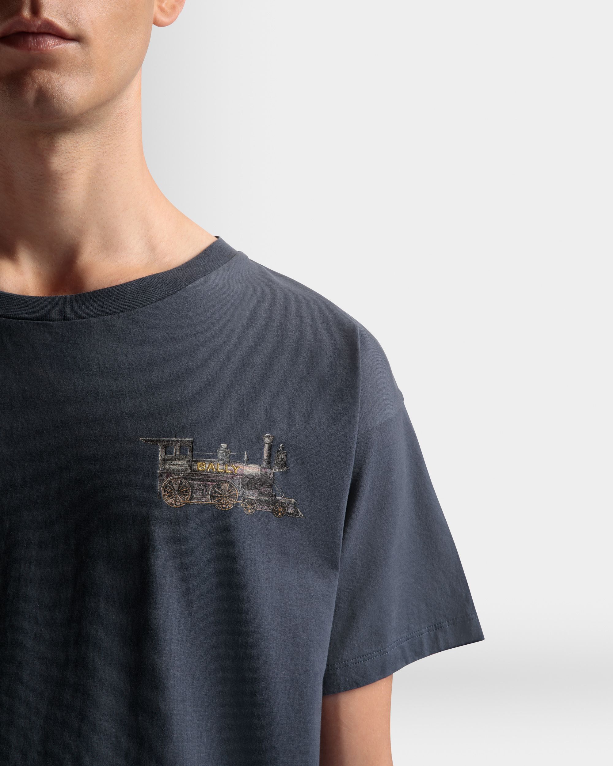 T-shirt motif Train En coton gris pierre - Homme - Bally - 04