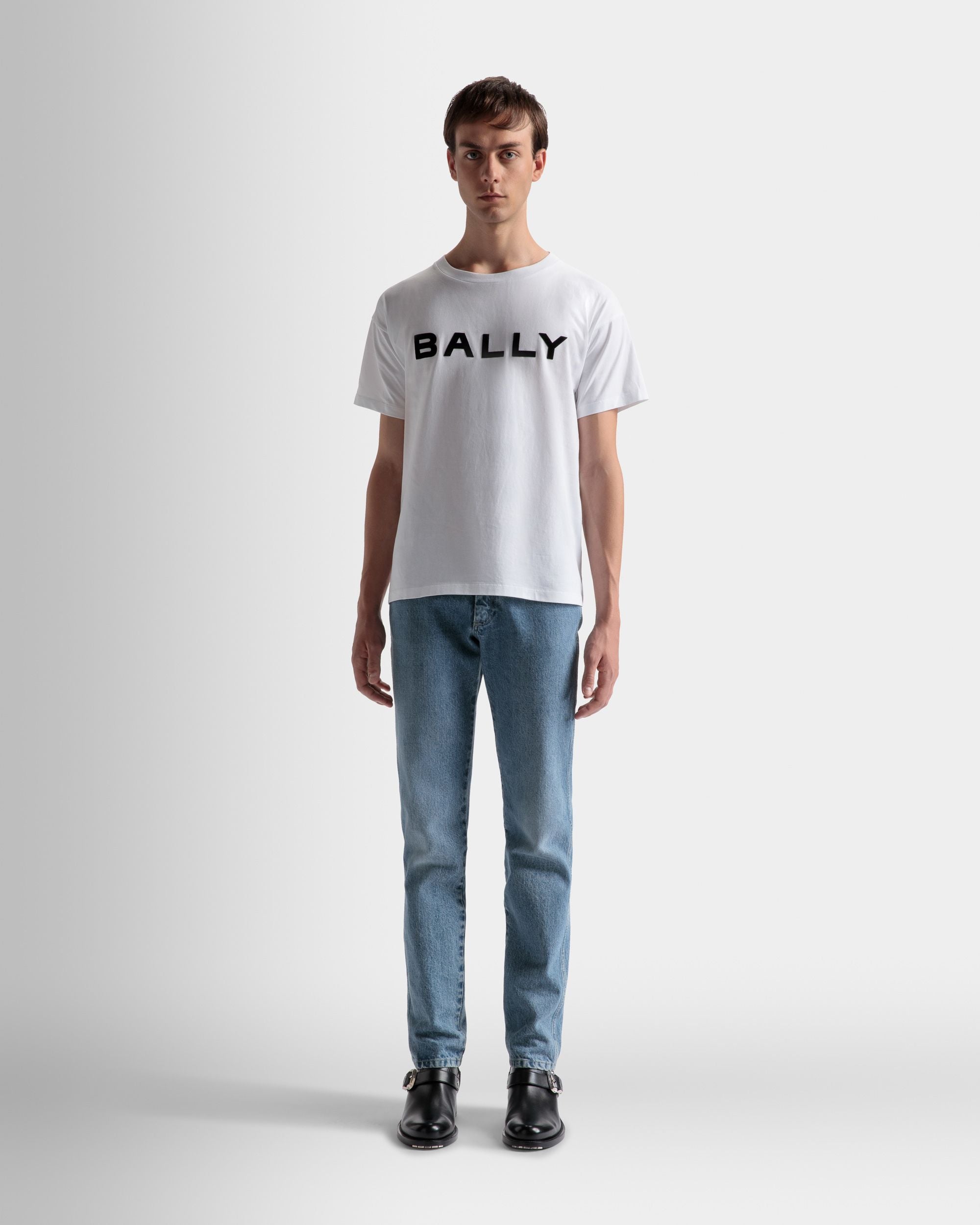 T-Shirt Logo En Coton Blanc - Homme - Bally - 02
