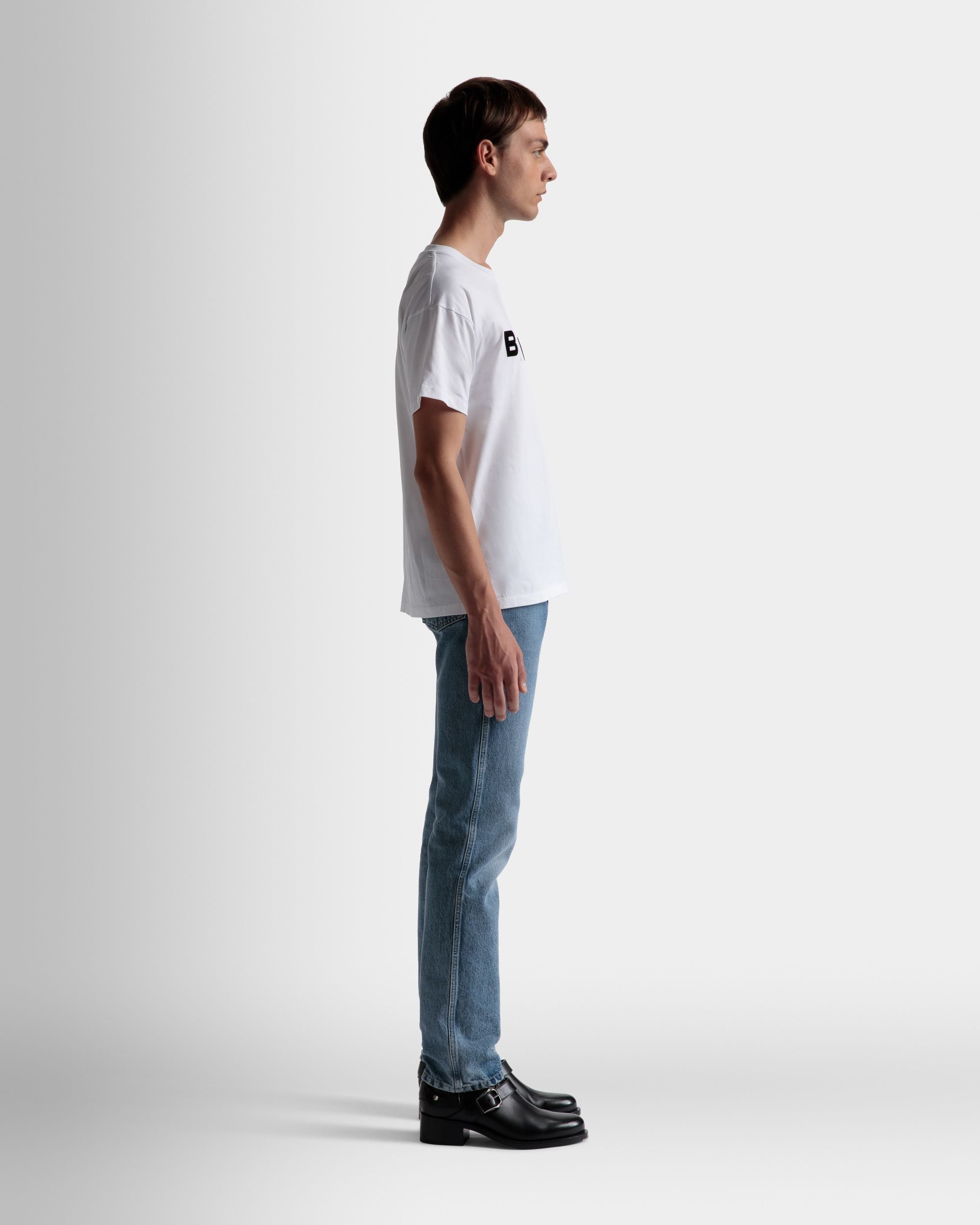 T-Shirt Logo En Coton Blanc - Homme - Bally - 05