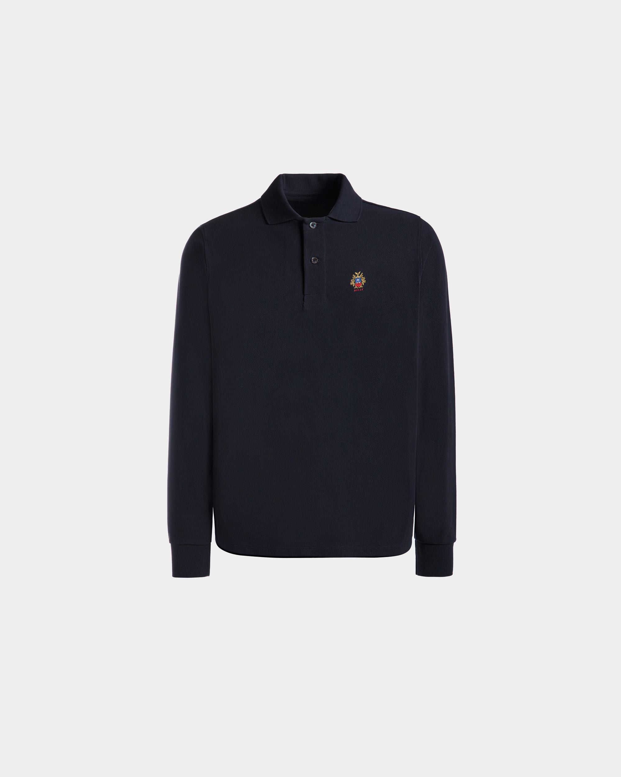 Polo À Manches Longues Pour Homme En Coton Navy Blue - Homme - Bally - 01