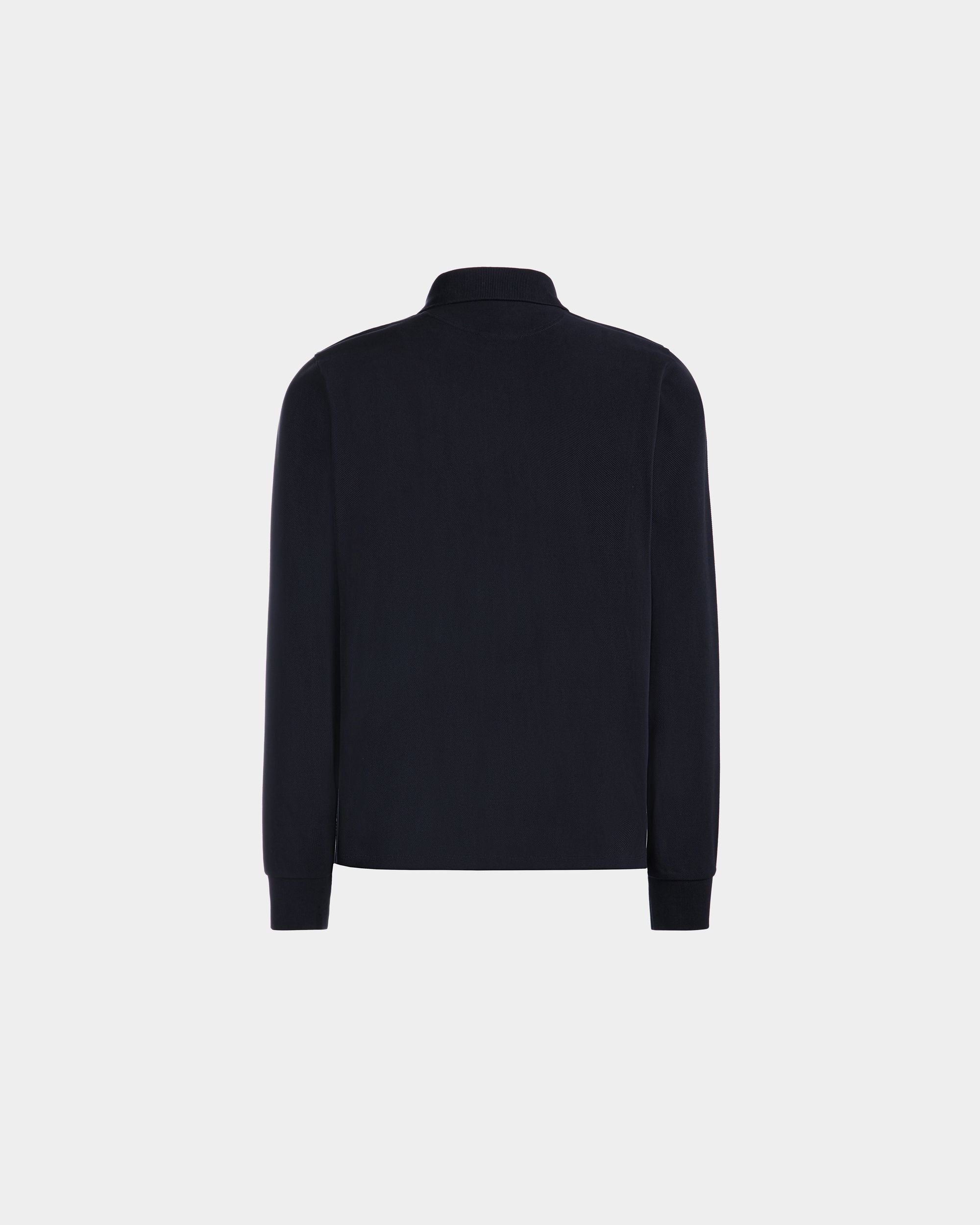 Polo À Manches Longues Pour Homme En Coton Navy Blue - Homme - Bally - 07