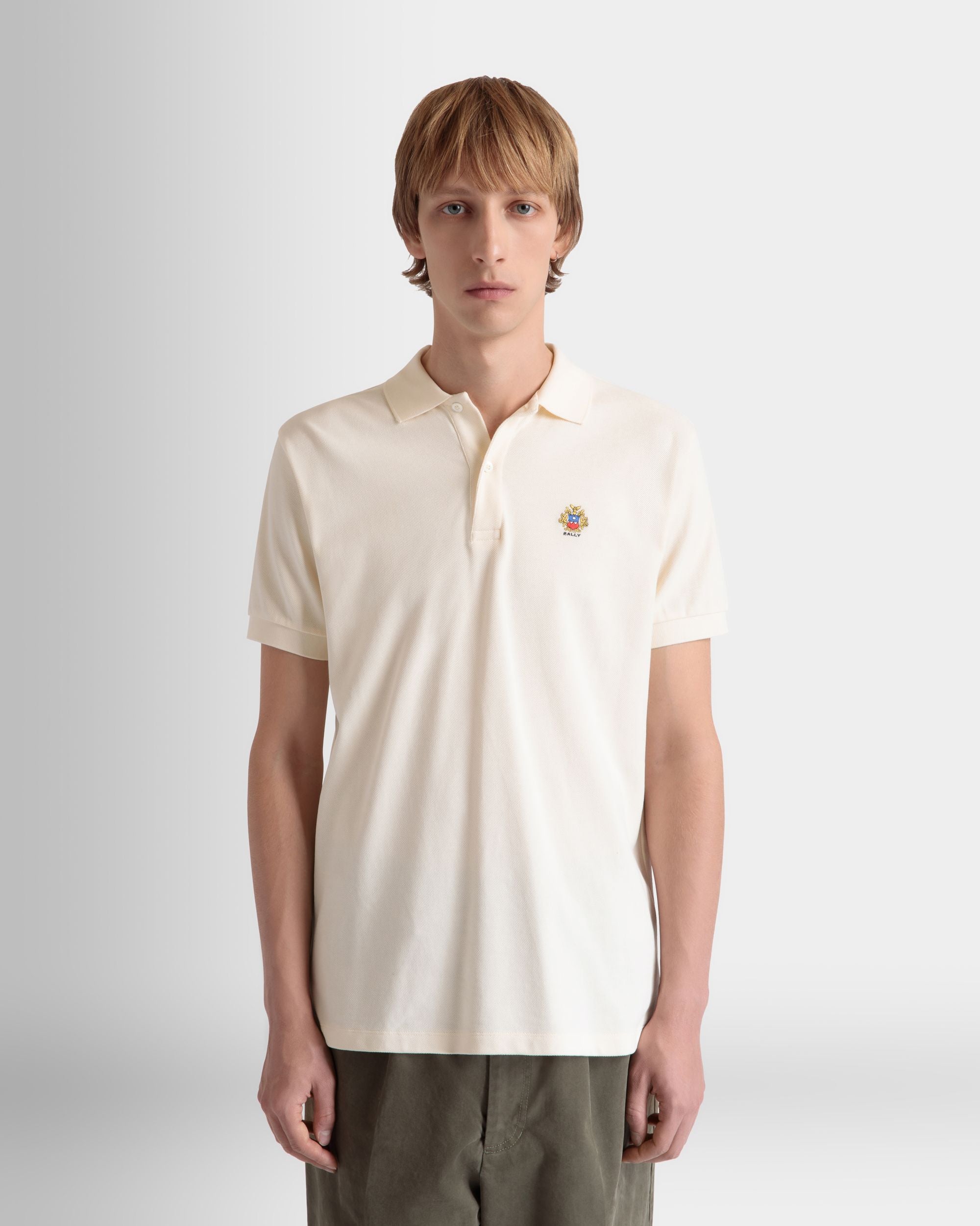 Polo Avec Logo Bally Crest En Coton Blanc - Homme - Bally - 05