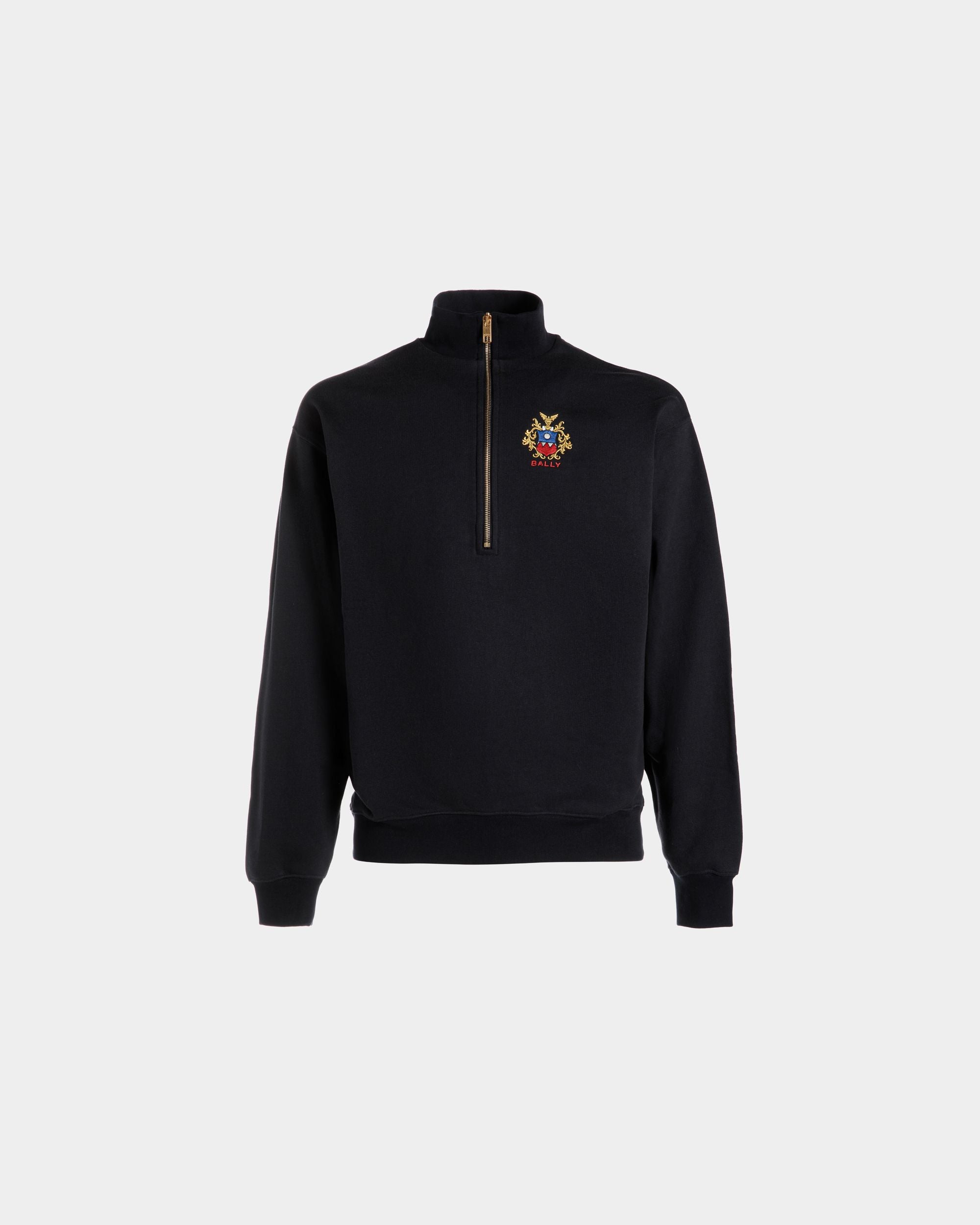 Sweat-Shirt À Col Camionneur Avec Logo Bally Crest En Coton Navy Blue - Homme - Bally - 01