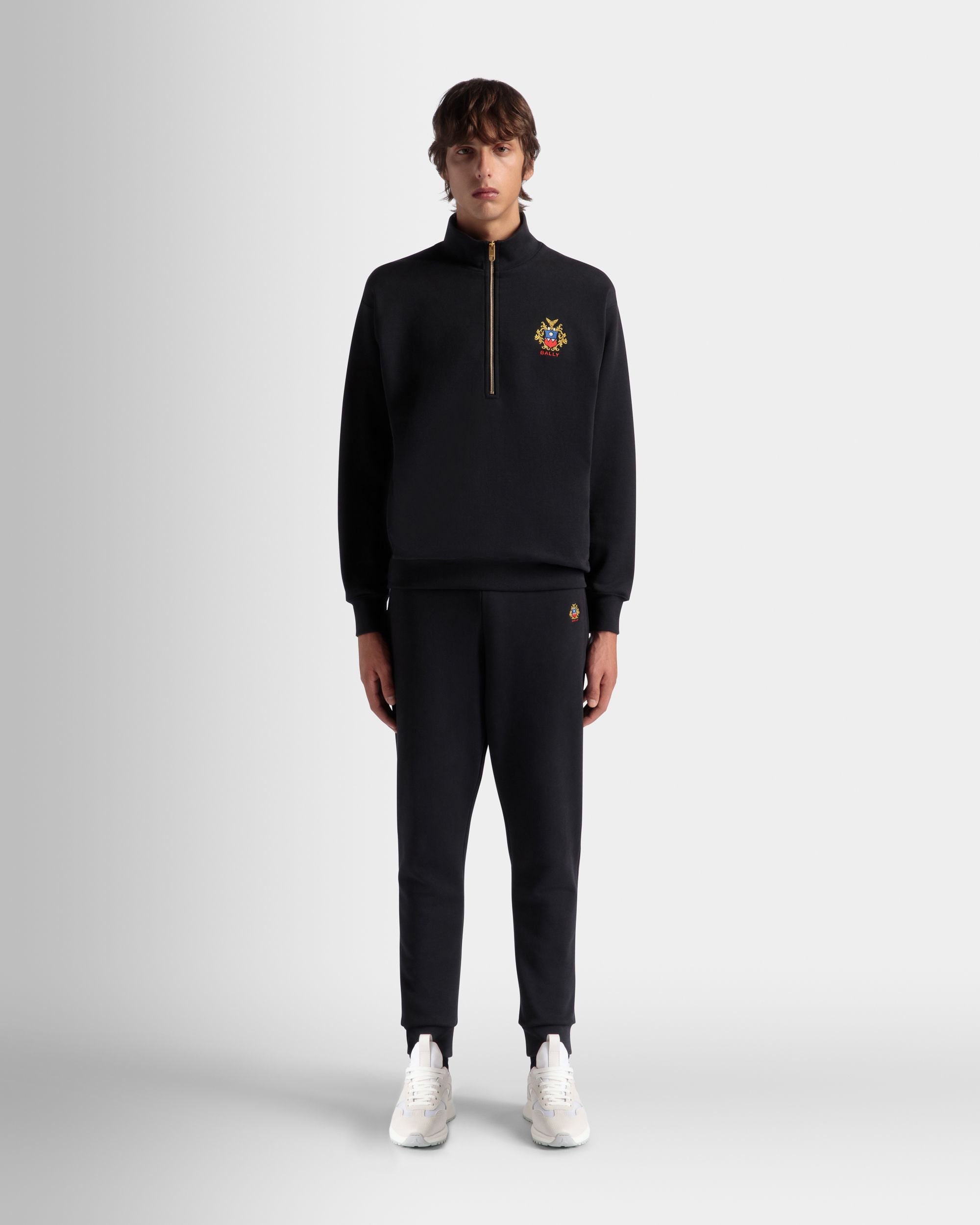 Sweat-Shirt À Col Camionneur Avec Logo Bally Crest En Coton Navy Blue - Homme - Bally - 02