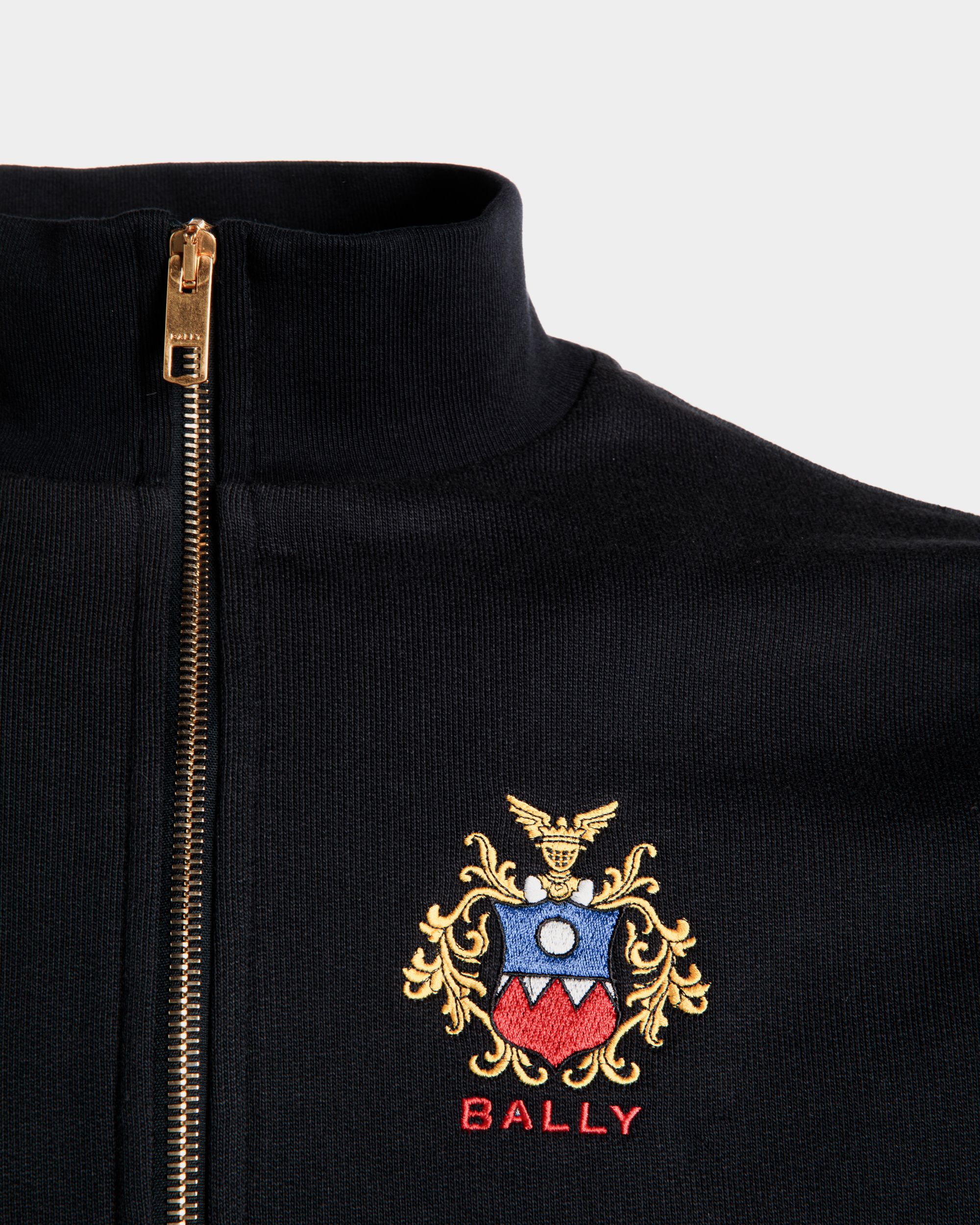 Sweat-Shirt À Col Camionneur Avec Logo Bally Crest En Coton Navy Blue - Homme - Bally - 04
