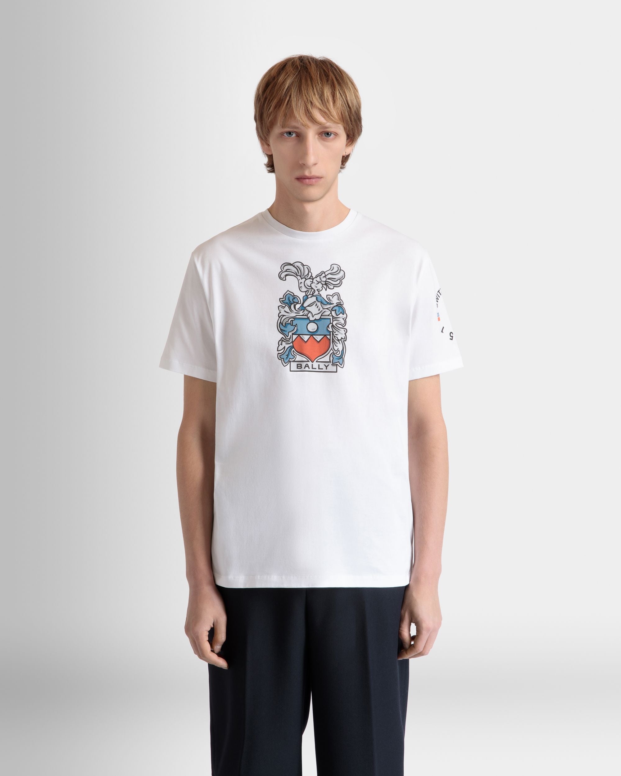 T-Shirt Avec Écusson Bally Crest En Coton Blanc - Homme - Bally - 02