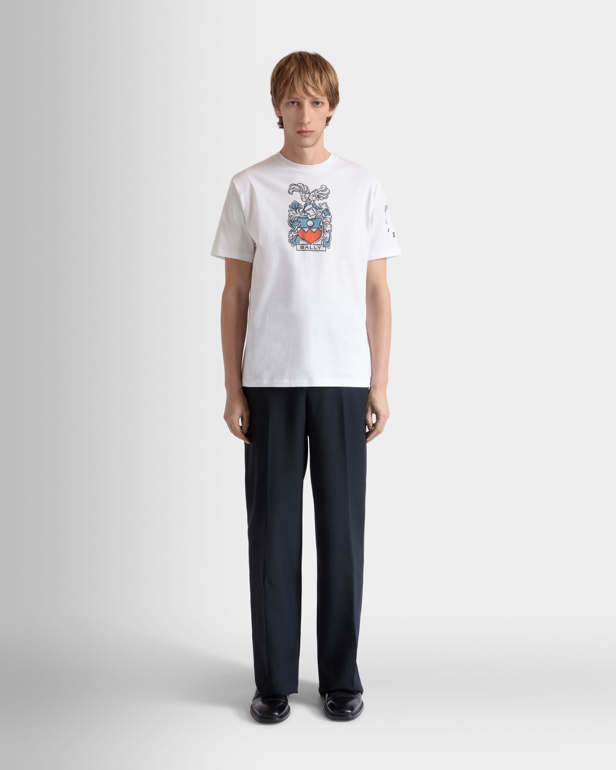 T-Shirt Avec Écusson Bally Crest En Coton Blanc - Homme - Bally - 06