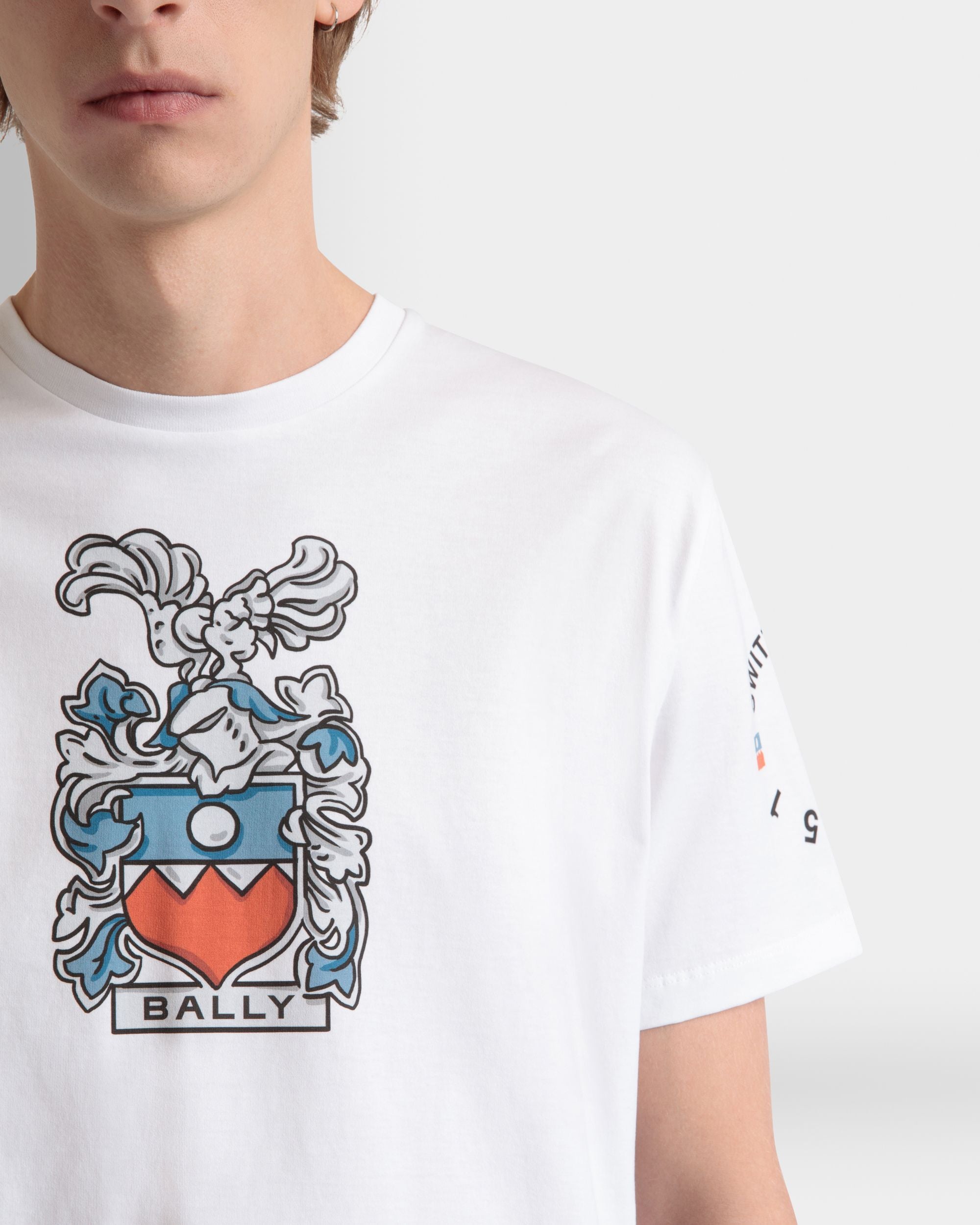 T-Shirt Avec Écusson Bally Crest En Coton Blanc - Homme - Bally - 08