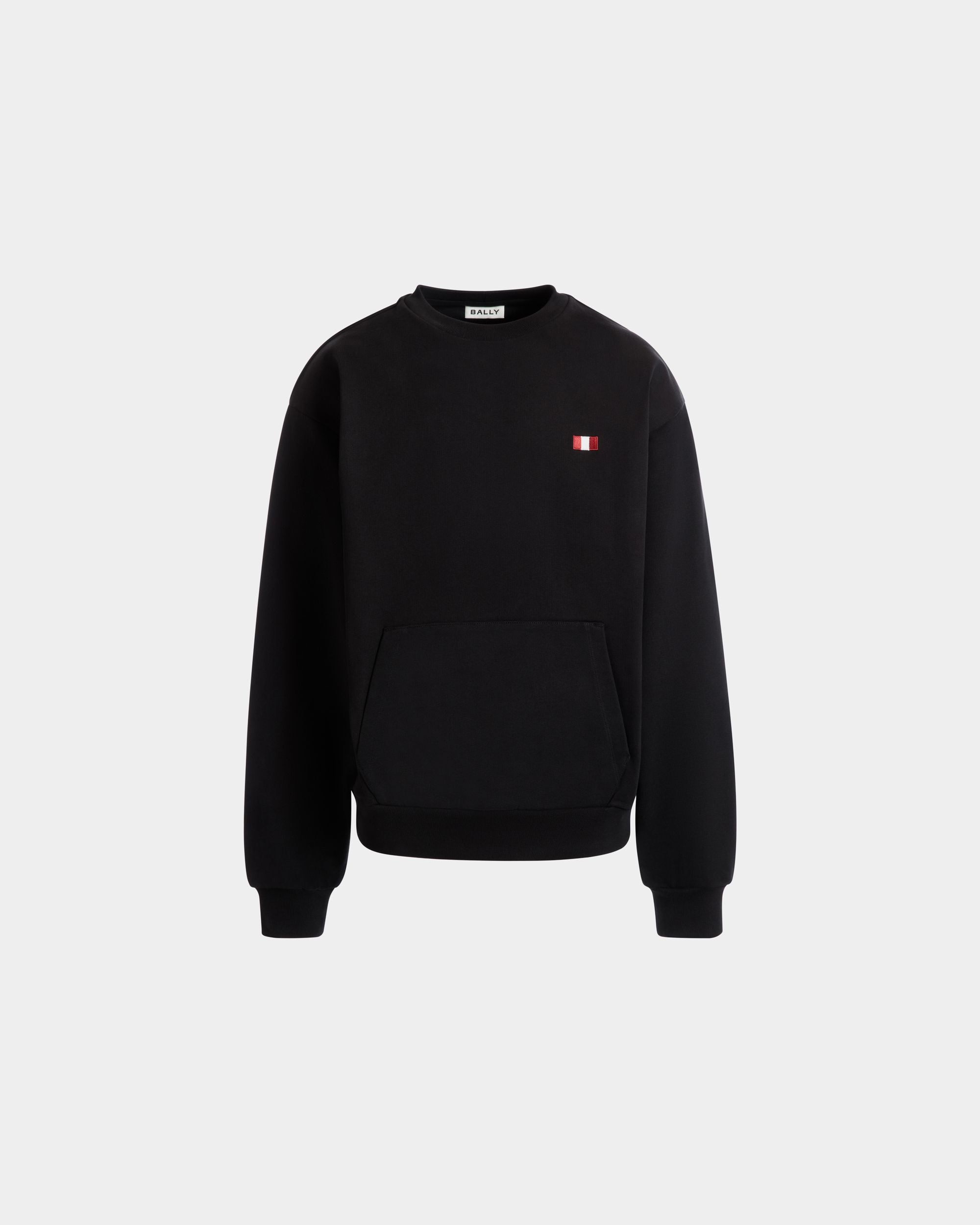 Sweat-Shirt Ras-Du-Cou Avec Bally Flag En Coton Noir - Homme - Bally - 01