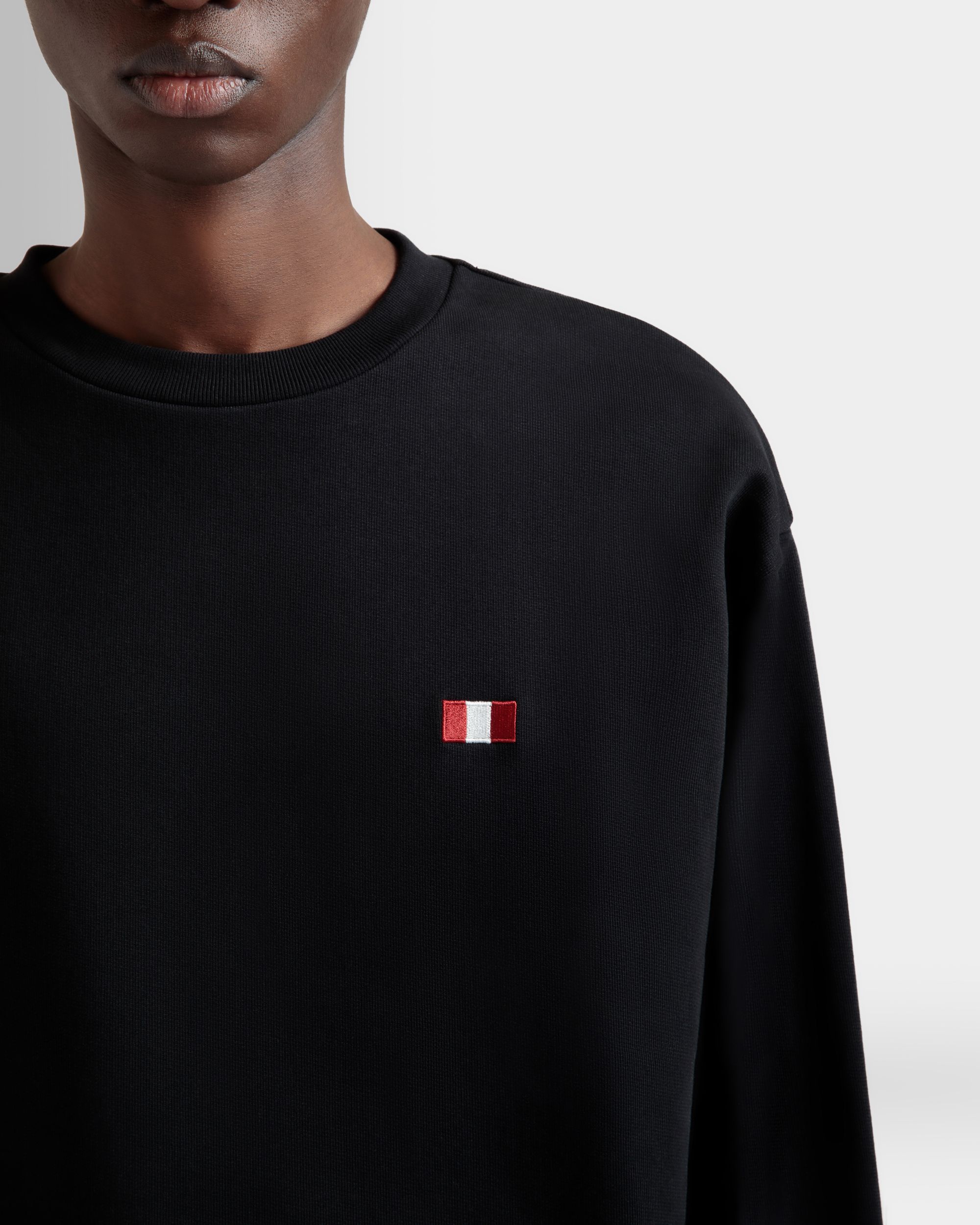 Sweat-Shirt Ras-Du-Cou Avec Bally Flag En Coton Noir - Homme - Bally - 03