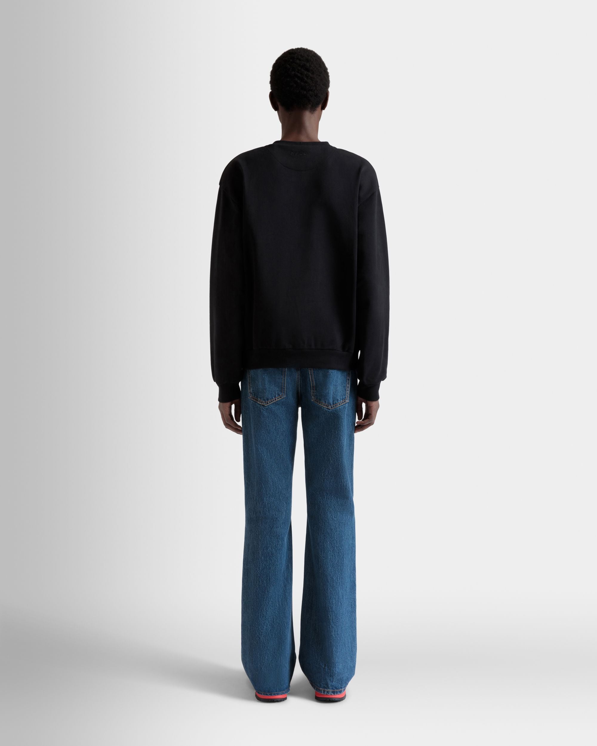 Sweat-Shirt Ras-Du-Cou Avec Bally Flag En Coton Noir - Homme - Bally - 06