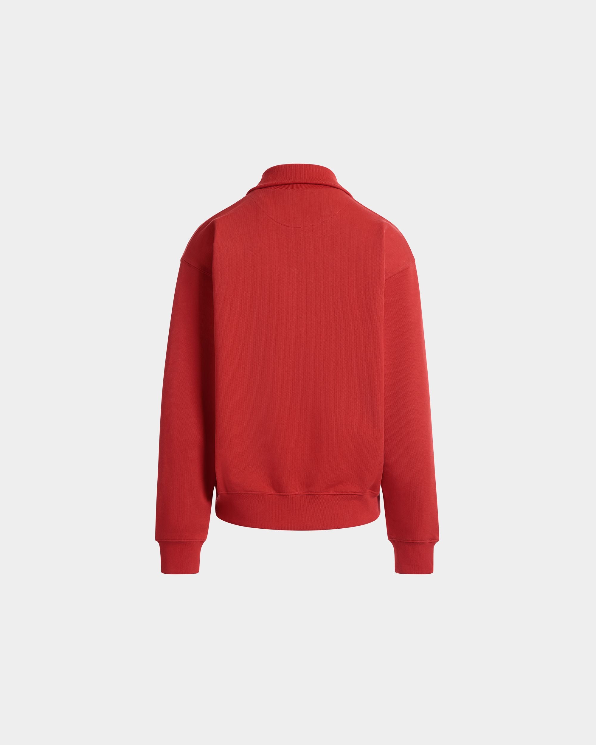 Sweat-Shirt Col Camionneur En Coton Rouge - Homme - Bally - 07
