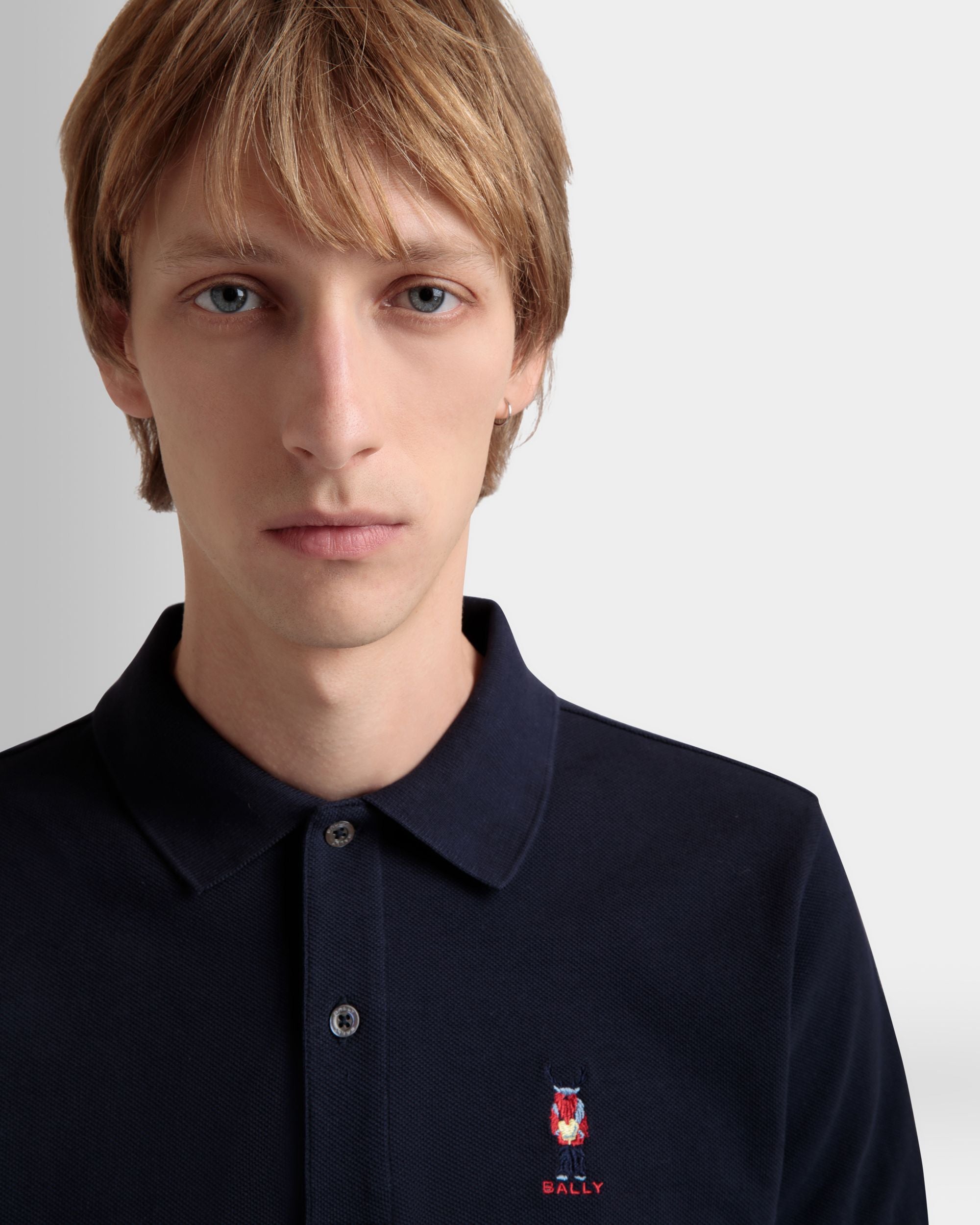 Polo Avec Forest Mask En Coton Navy Blue - Homme - Bally - 08