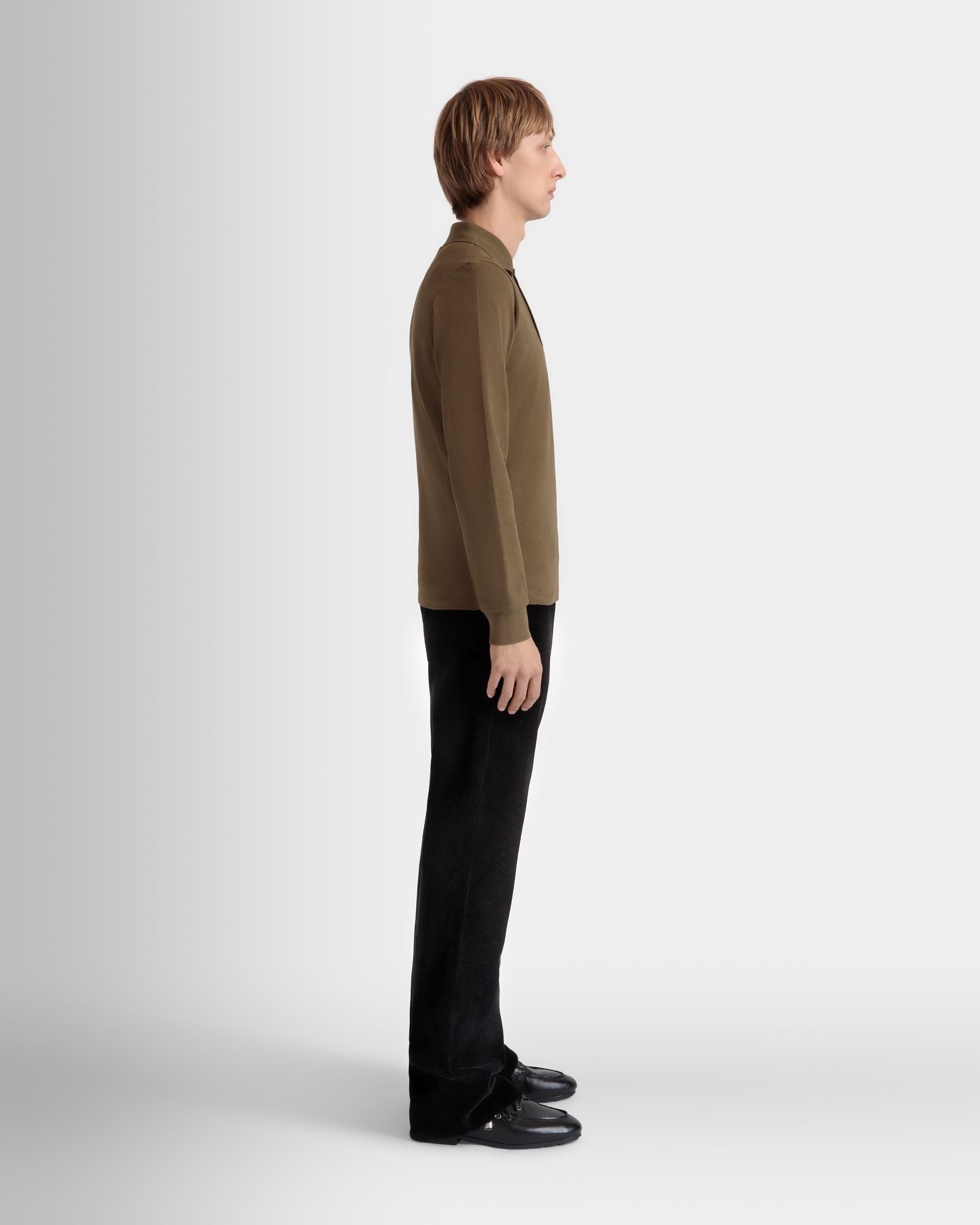 Polo À Manches Longues Avec Forest Mask En Coton Marron - Homme - Bally - 05
