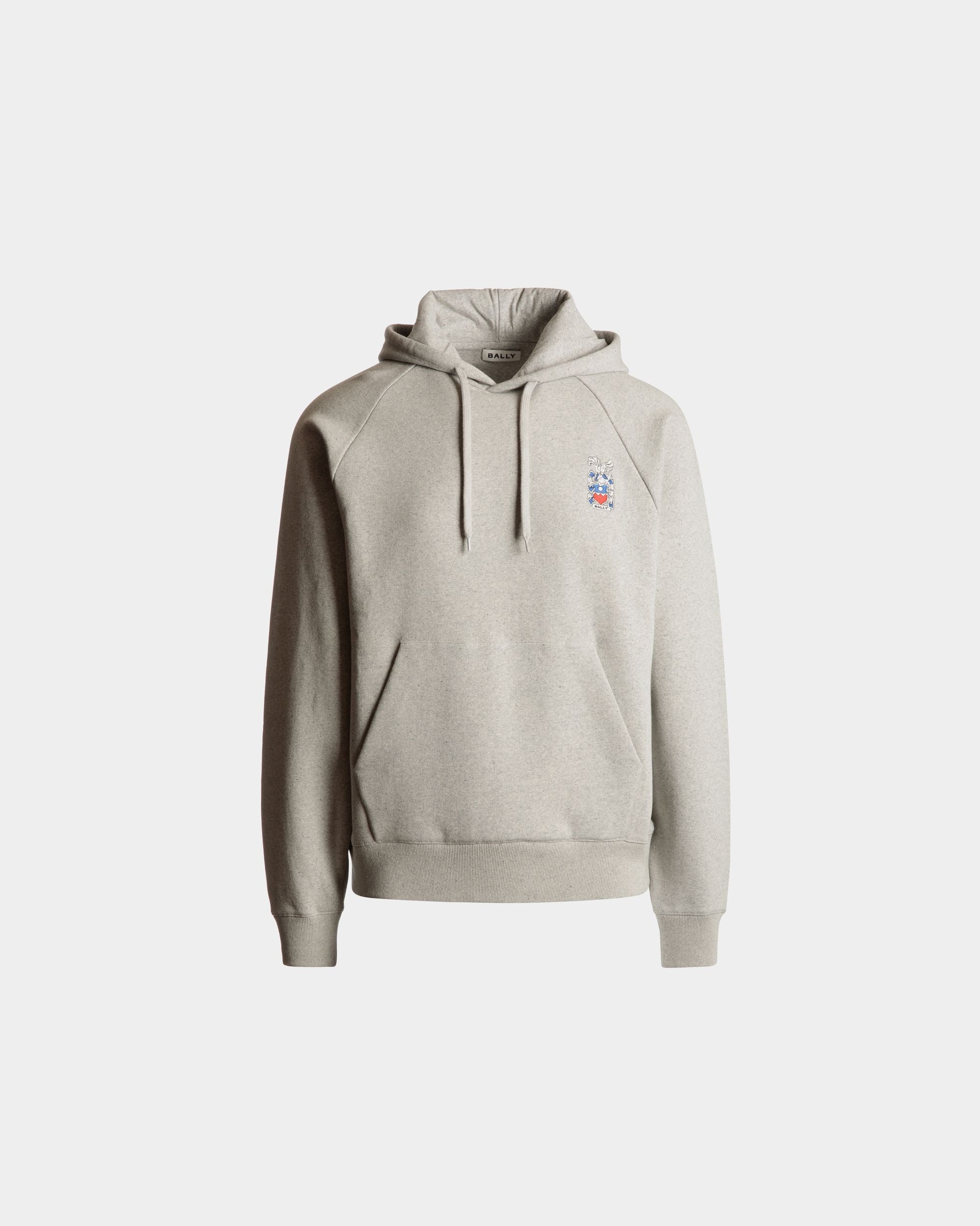 Sweat-Shirt À Capuche En Coton Gris Chiné Avec Écusson Bally Crest - Homme - Bally - 01