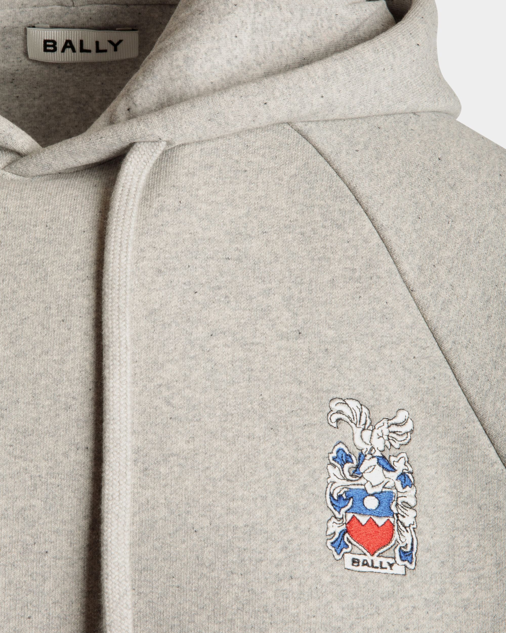 Sweat-Shirt À Capuche En Coton Gris Chiné Avec Écusson Bally Crest - Homme - Bally - 02
