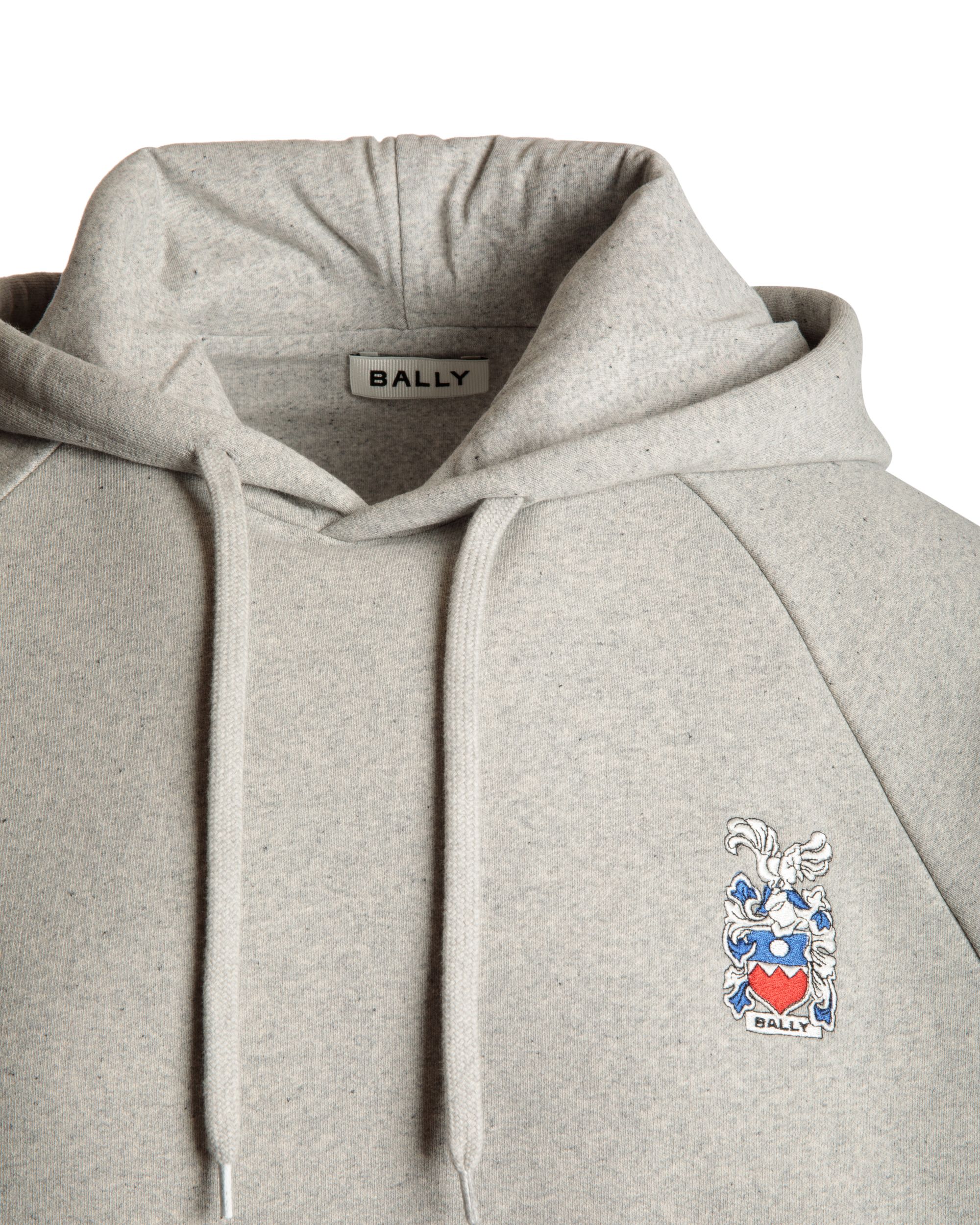 Sweat-Shirt À Capuche En Coton Gris Chiné Avec Écusson Bally Crest - Homme - Bally - 03