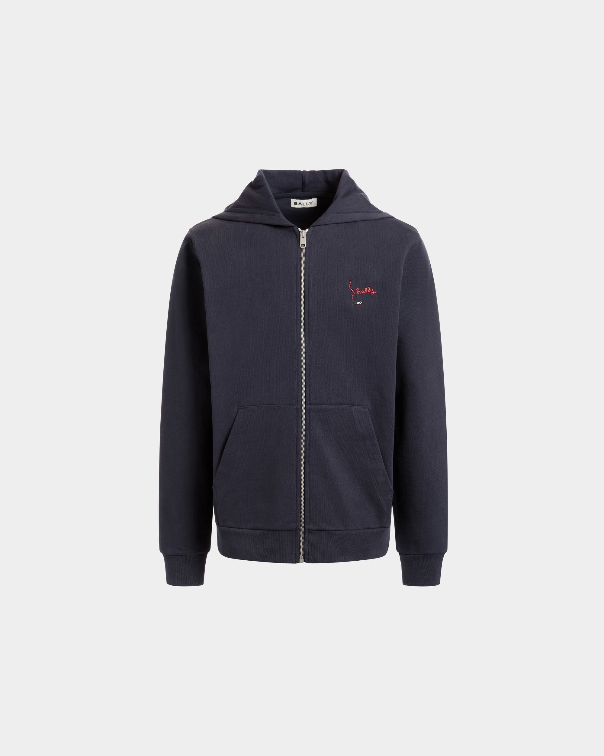 Sweat-Shirt À Capuche En Coton Navy Blue - Homme - Bally - 01