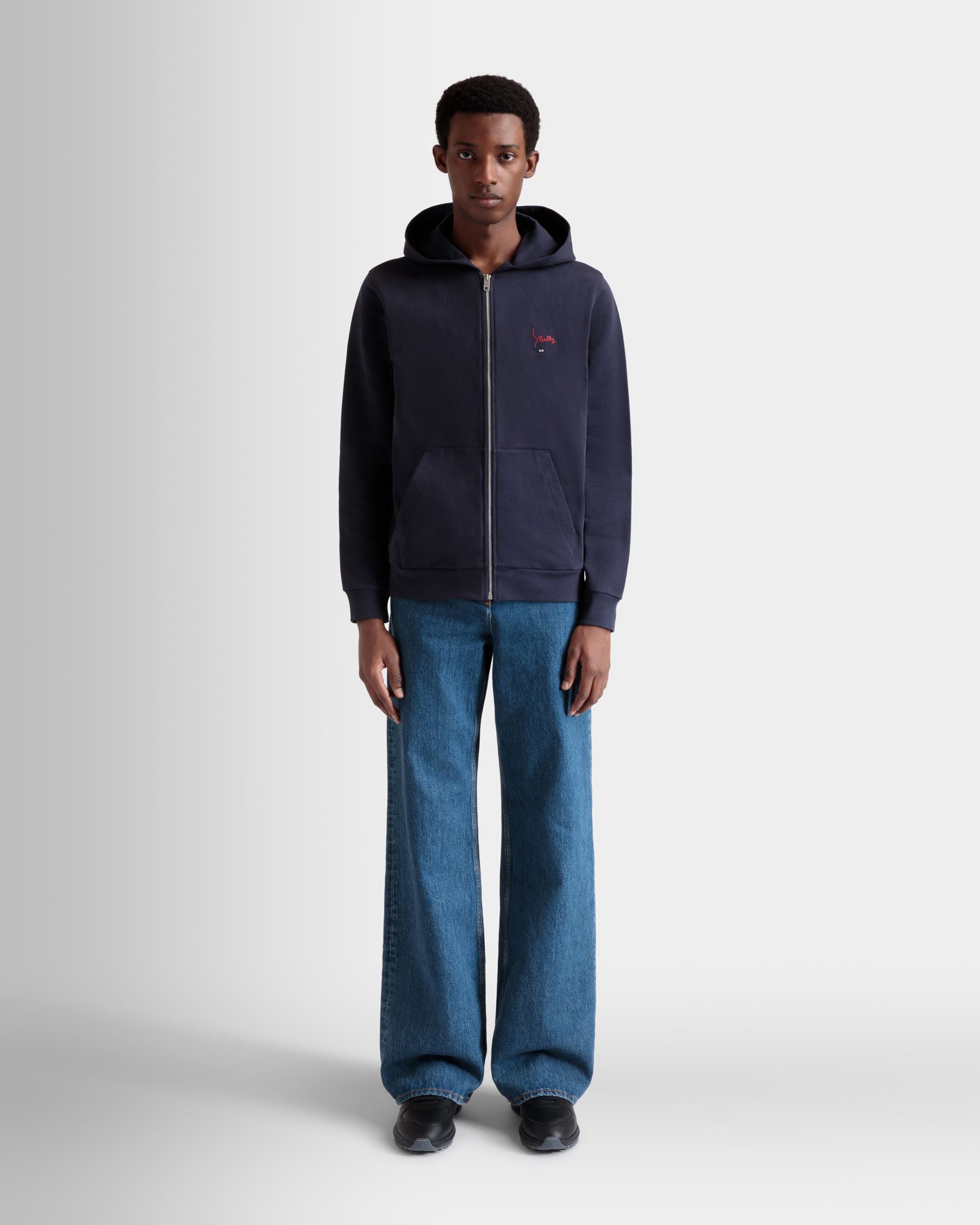 Sweat-Shirt À Capuche En Coton Navy Blue - Homme - Bally - 02
