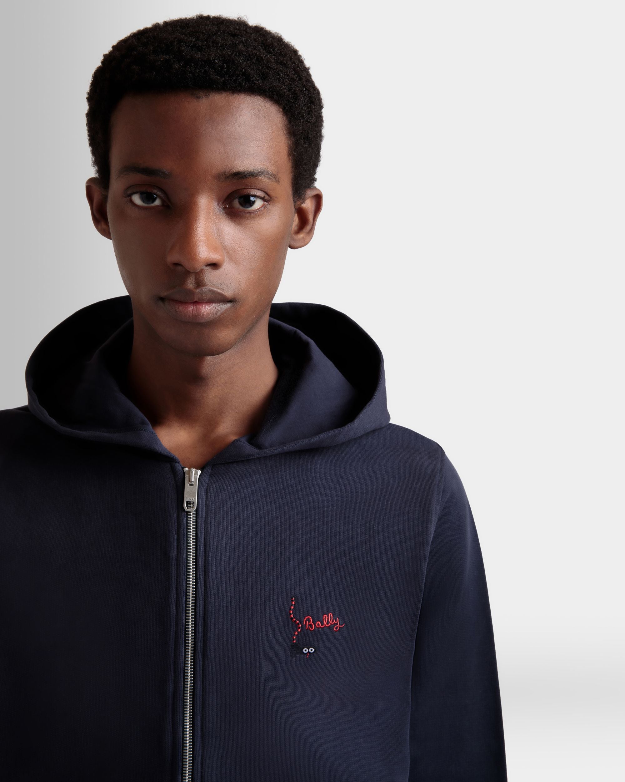 Sweat-Shirt À Capuche En Coton Navy Blue - Homme - Bally - 03